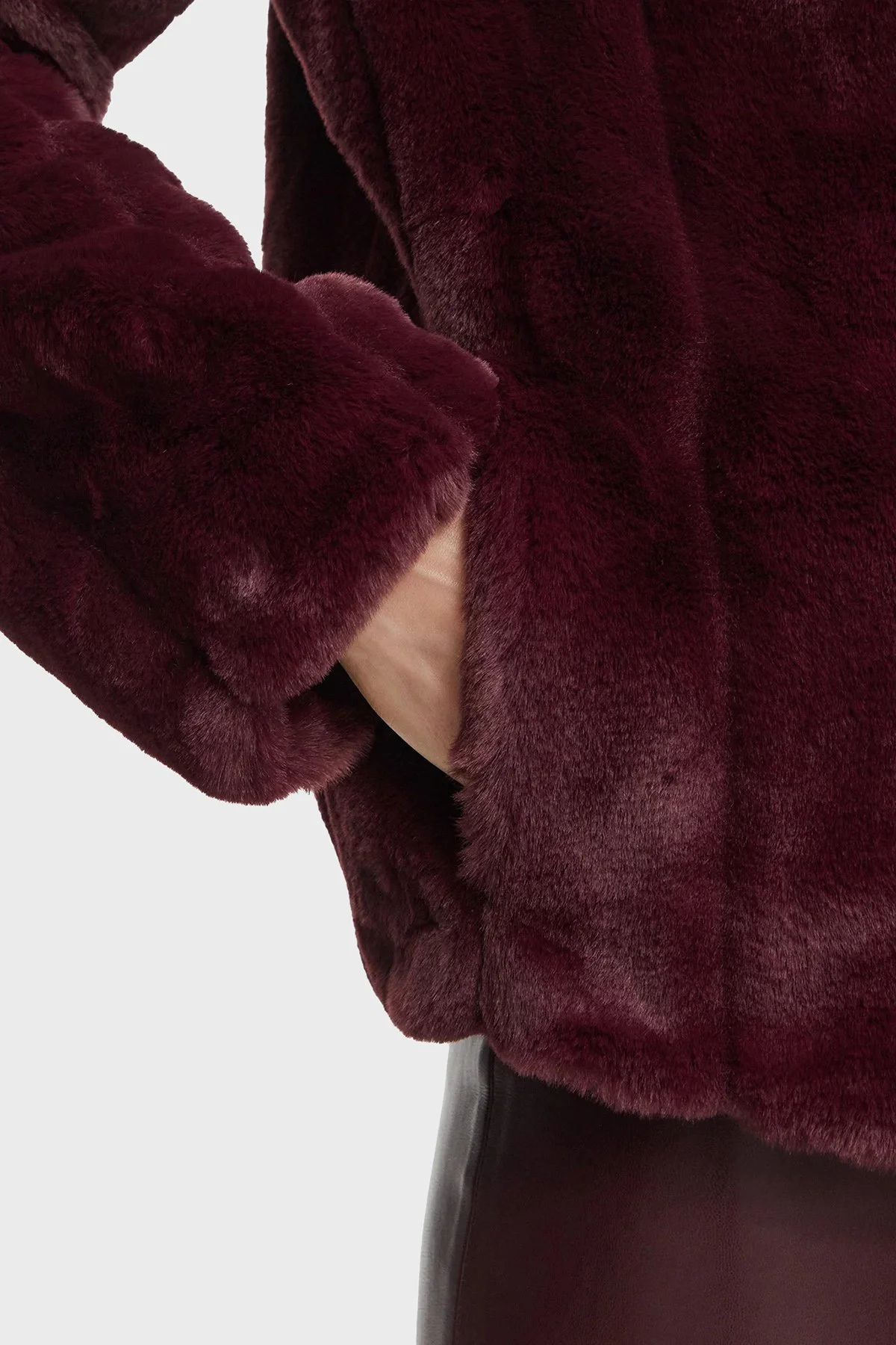 Guess New Sophy Regular Fit Şal Yaka Cepli Suni W0BL0NWDCH0 Kadın Kürk W0BL0N WDCH0 G596 Bordo - 5