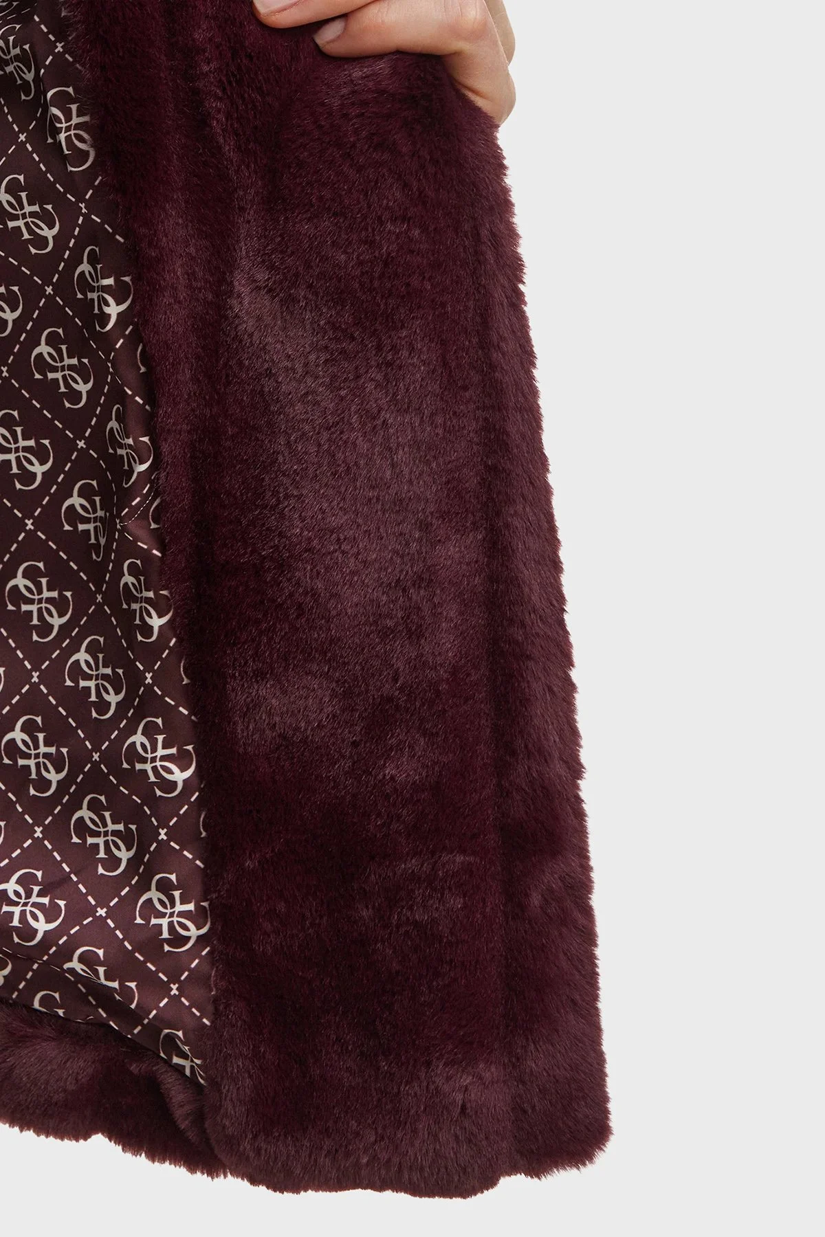Guess New Sophy Regular Fit Şal Yaka Cepli Suni W0BL0NWDCH0 Kadın Kürk W0BL0N WDCH0 G596 Bordo - 6