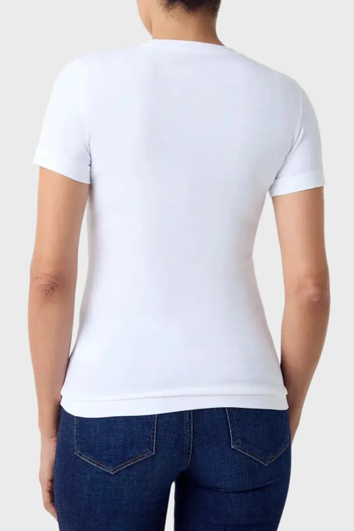 Guess New Ss Cn Pamuklu Slim Fit Bisiklet Yaka W6YI54K4870 Kadın T Shirt W6YI54 K4870 G01 Beyaz - 2