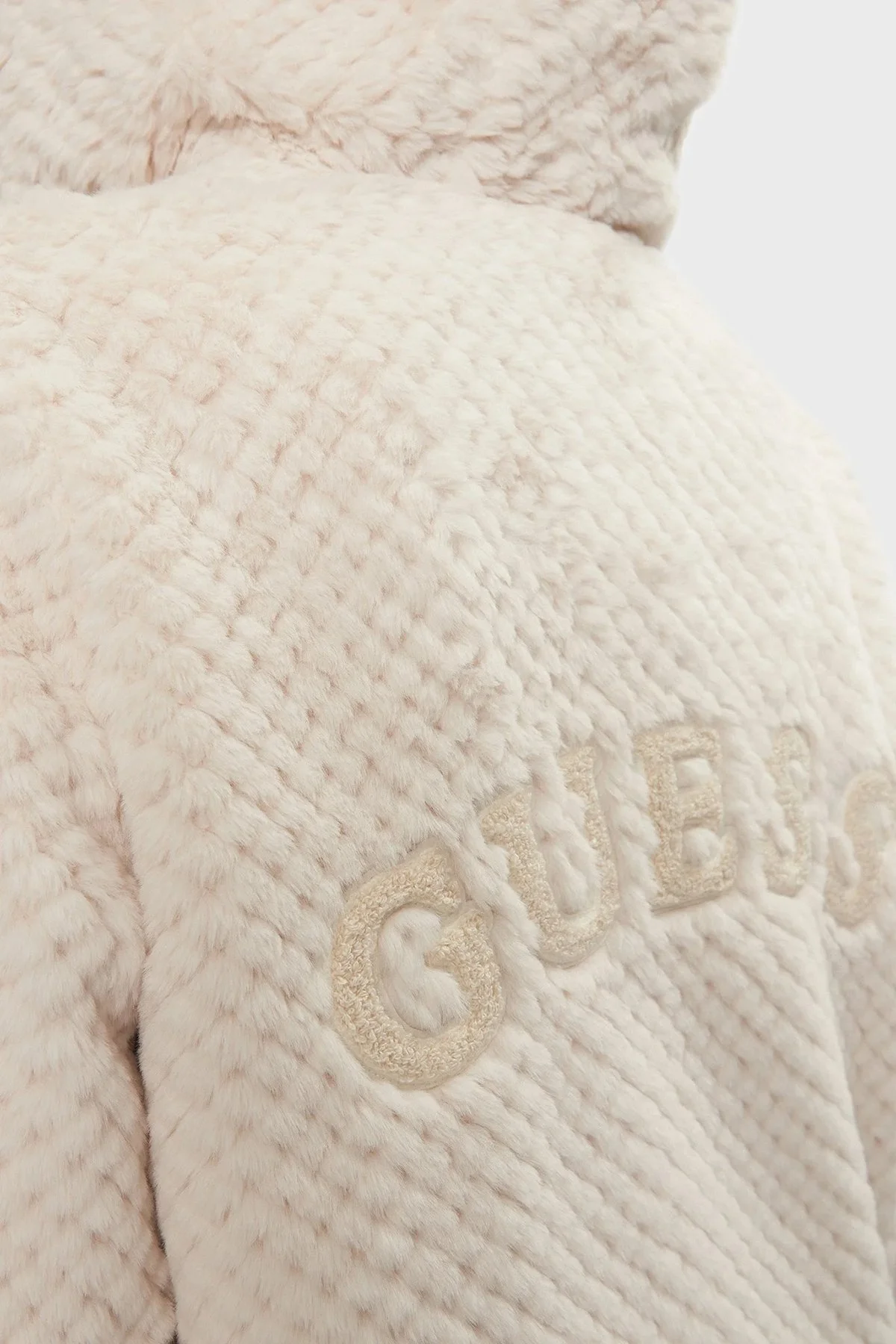 Guess New Theoline Yumuşak Tüylü Kapüşonlu Crop W3BL50WFSD0 Bayan Ceket W3BL50 WFSD0 G9L9 EKRU - 6