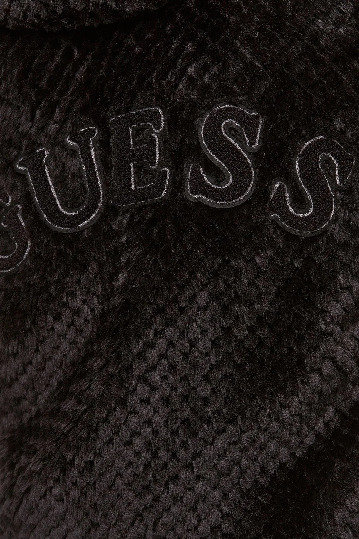 Guess New Theoline Yumuşak Tüylü Kapüşonlu Crop W3BL50WFSD0 Bayan Ceket W3BL50 WFSD0 JBLK SİYAH - 5