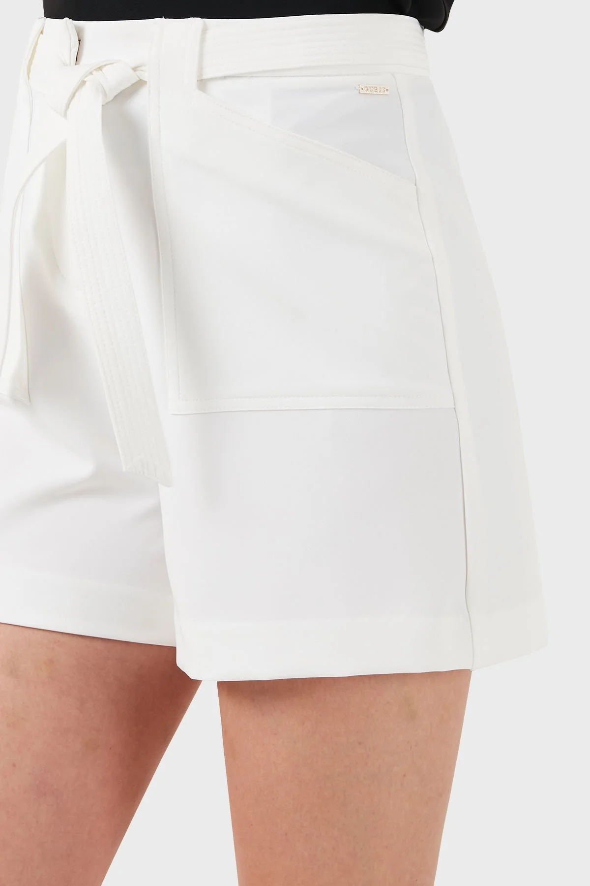 Guess New Valentina Streç Relaxed Fit Yüksek Bel Cepli Mini W5GD0IWH9Y2 Bayan Short W5GD0I WH9Y2 A00K EKRU - 11