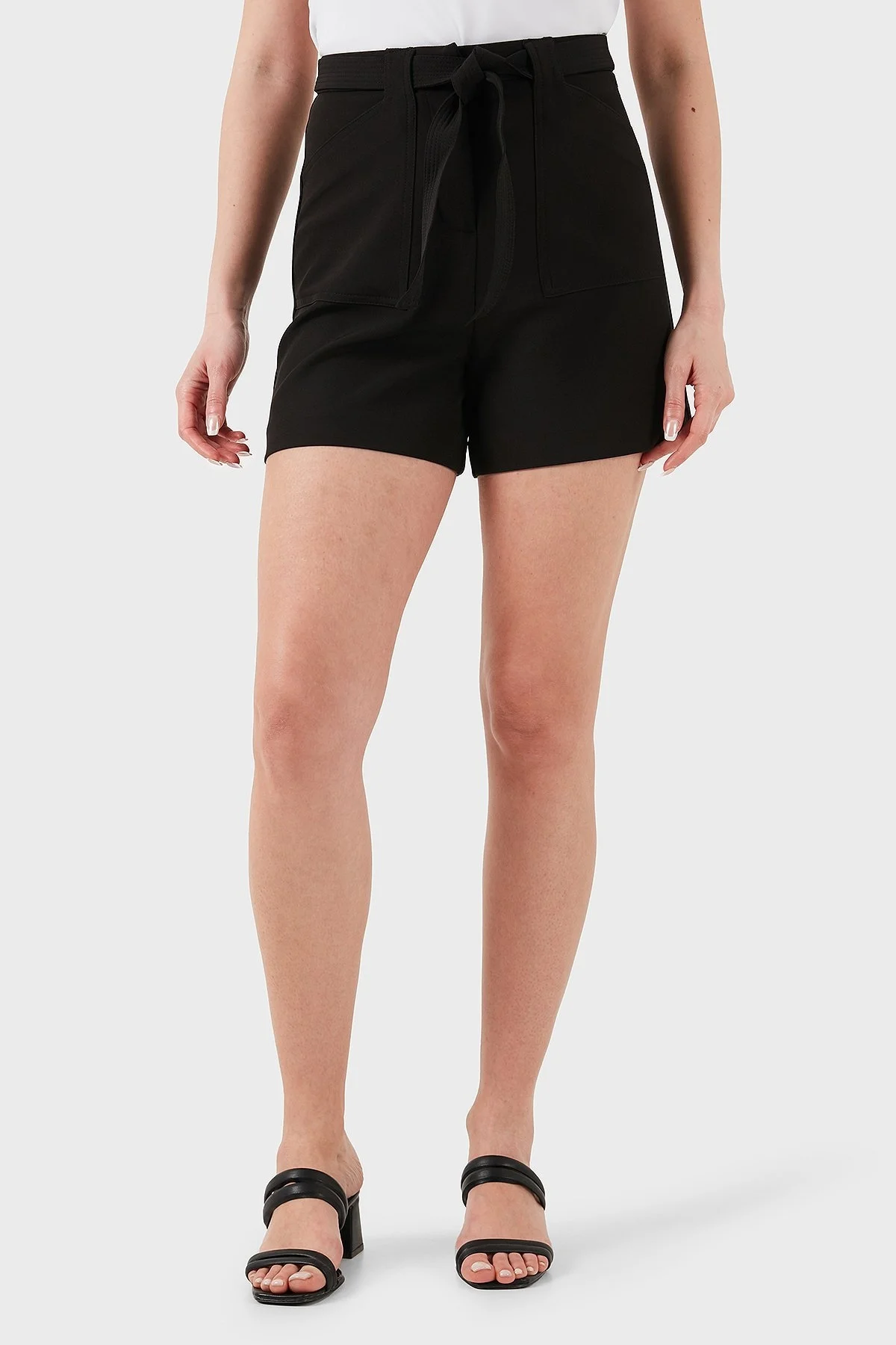 Guess New Valentina Streç Relaxed Fit Yüksek Bel Cepli Mini W5GD0IWH9Y2 Bayan Short W5GD0I WH9Y2 JBLK SİYAH - 9