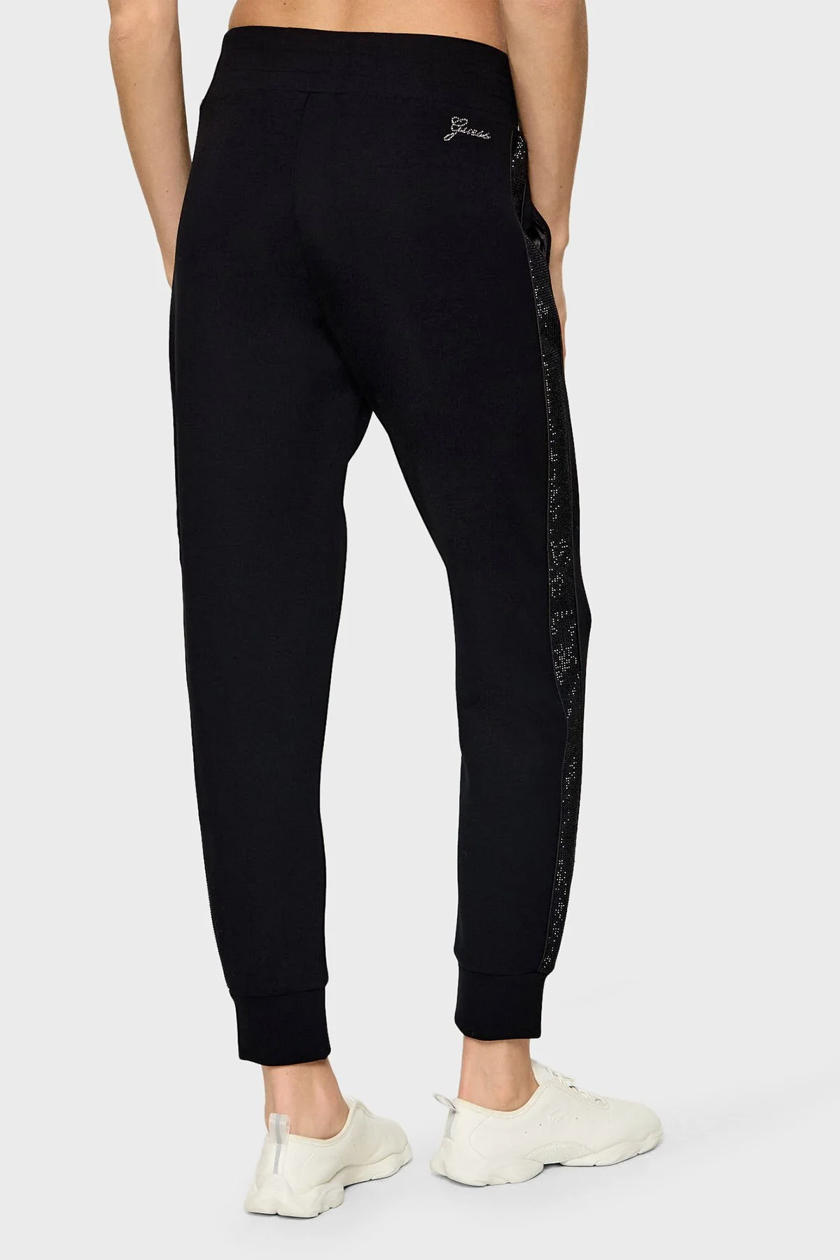 Guess New Victoire Pamuklu Lastikli Bel Lastikli Paça W6BB17K6074 Kadın Pantolon W6BB17 K6074 JBLK Siyah - 3