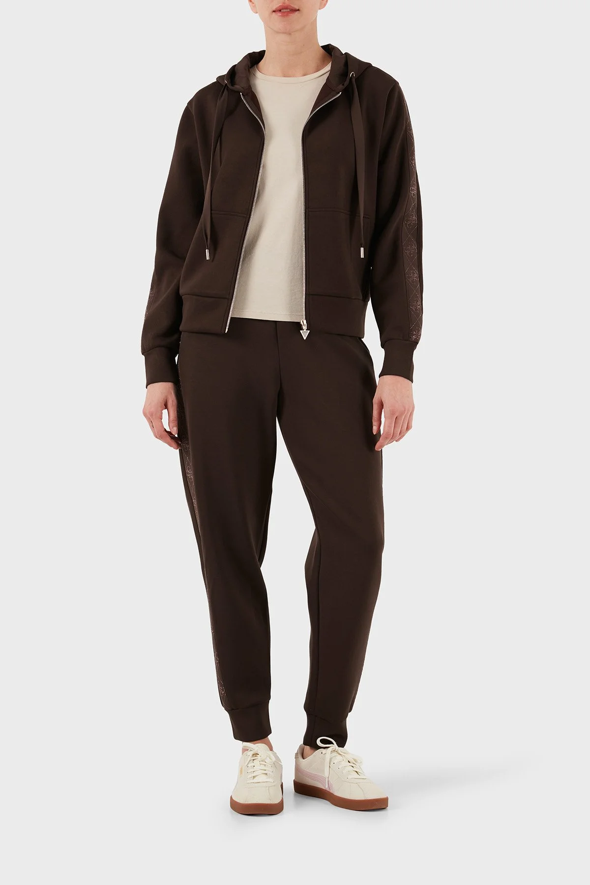 Guess New Victoire Regular Fit Ribanalı Paça Logo Şeritli W5YB11KBYE2 Bayan Pantolon W5YB11 KBYE2 G1EB KAHVE - 2