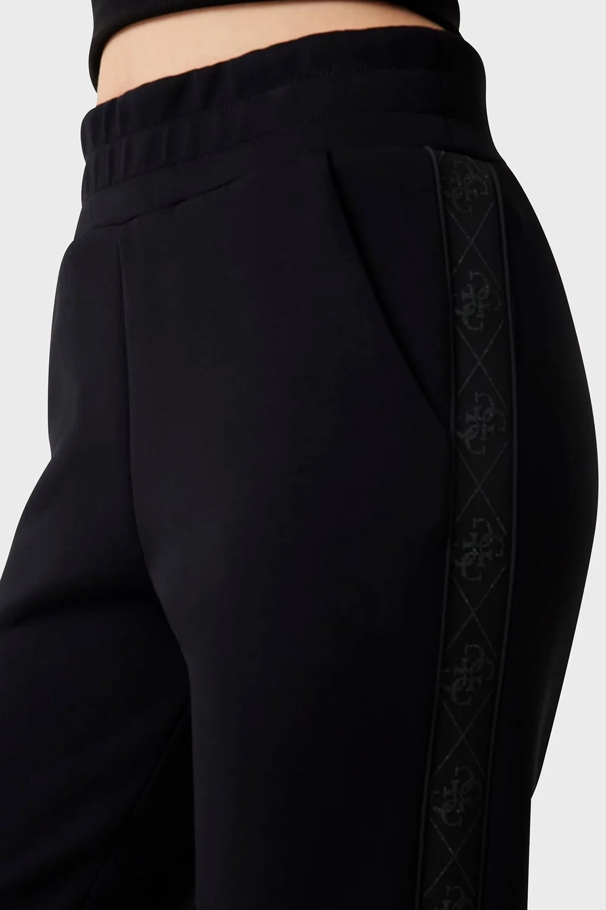 Guess New Victoire Regular Fit Ribanalı Paça Logo Şeritli W5YB11KBYE2 Bayan Pantolon W5YB11 KBYE2 JBLK SİYAH - 5