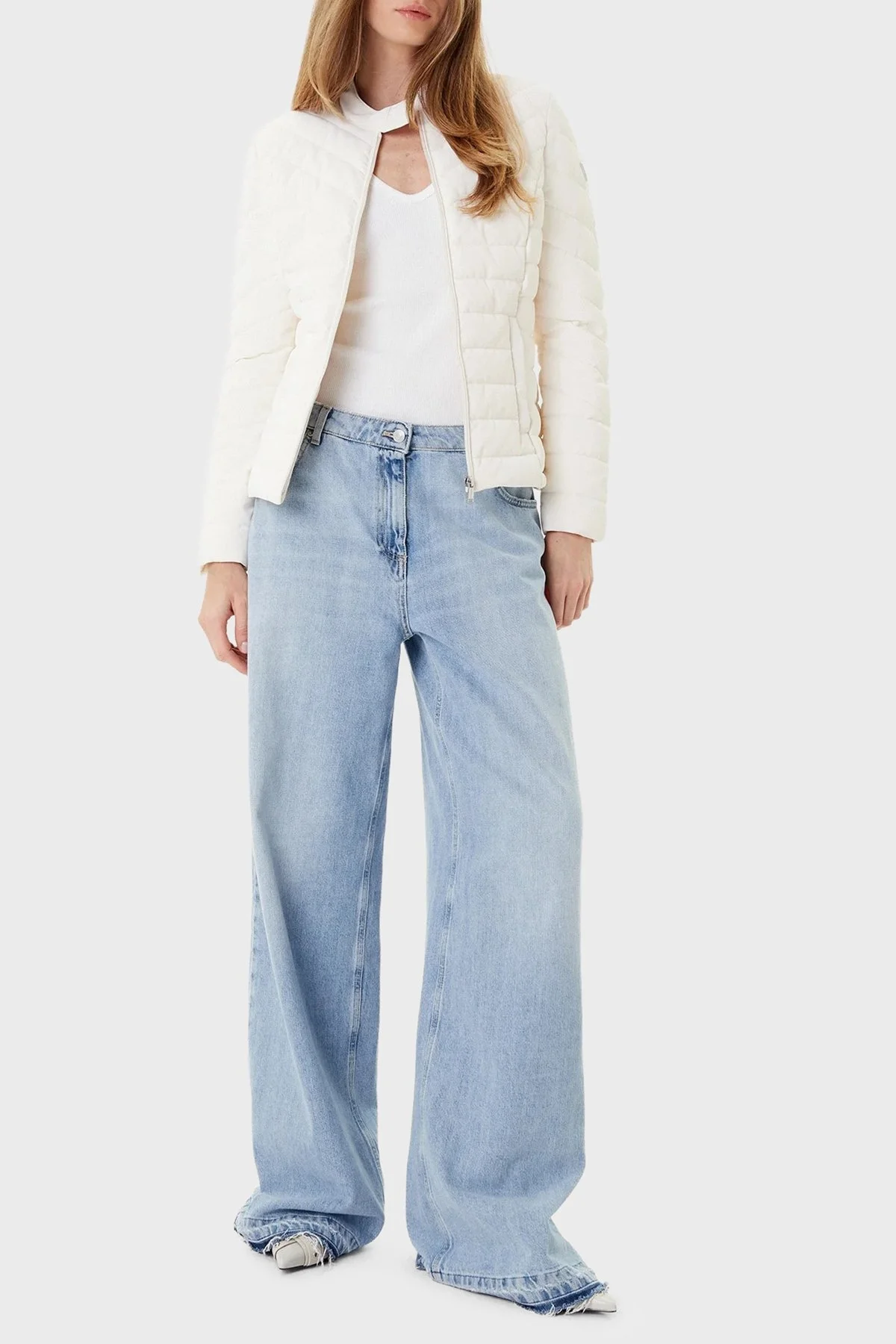 Guess New Vona Kapitoneli Regular Fit Bisiklet Yaka Logolu W5YL13WHDQ0 Bayan Mont W5YL13 WHDQ0 G9L9 EKRU - 2