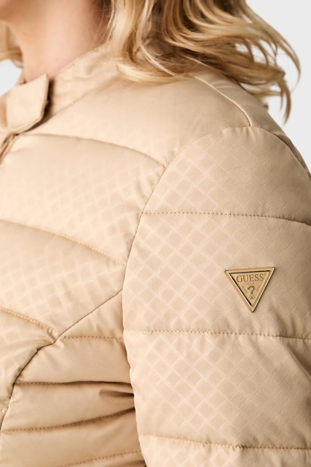 Guess New Vona Regular Fit Dik Yaka Şişme W6YL16W2891 Kadın Mont W6YL16 W2891 C1C2 Bej - 5