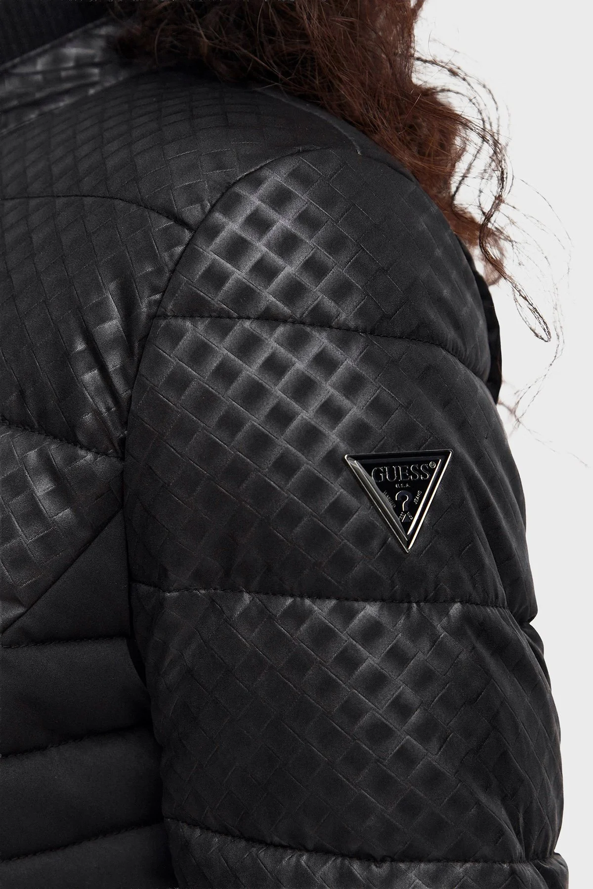 Guess New Vona Regular Fit Dik Yaka Şişme W6YL16W2891 Kadın Mont W6YL16 W2891 JBLK Siyah - 7