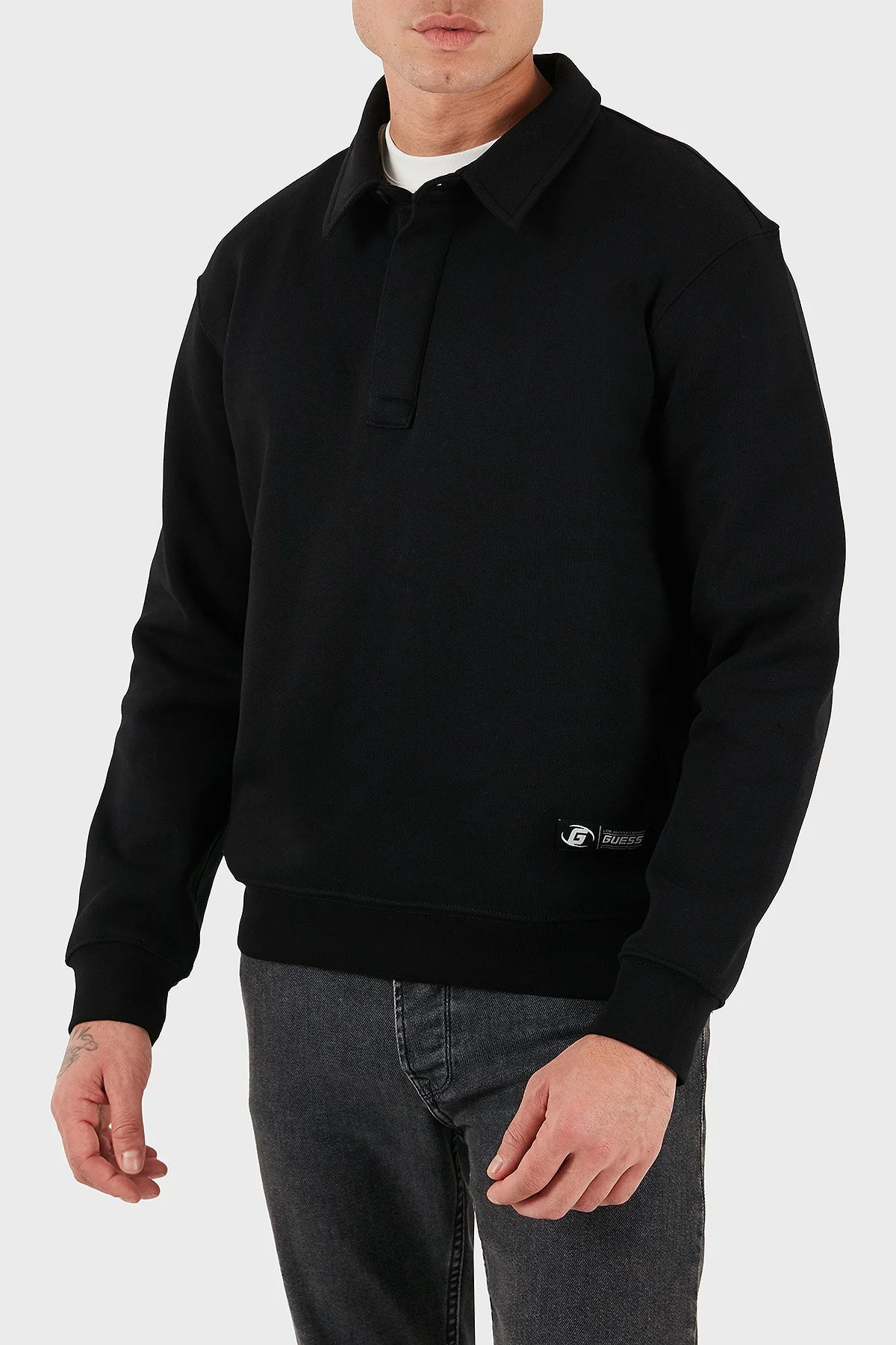 Guess Nicco Pamuklu Regular Fit Logolu Düğmeli Polo Yaka Z5BQ15K9V31 Erkek Sweat Z5BQ15 K9V31 JBLK SİYAH - 3