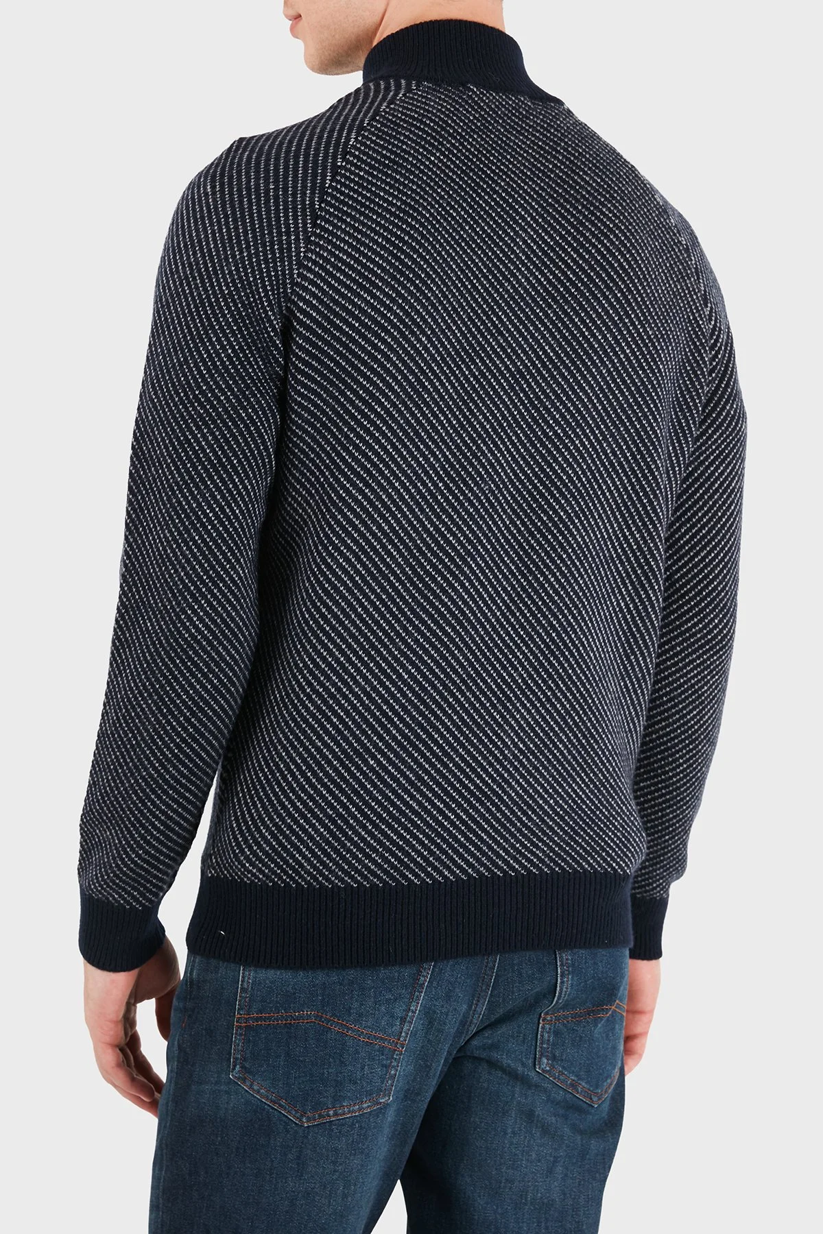 Guess Nico Yün Karışımlı Yarım Fermuarlı Dik Yaka M6BR20Z1370 Erkek Kazak M6BR20 Z1370 FMKY Lacivert - 2