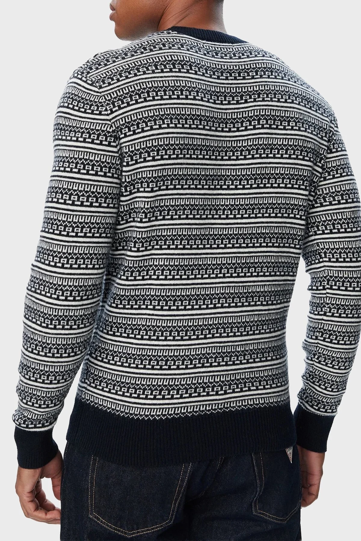 Guess Niklas Cn Ls Jacquard Jakarlı Yün Karışımlı Bisiklet Yaka M6BR21Z1371 Erkek Kazak M6BR21 Z1371 FMKU Siyah - 3