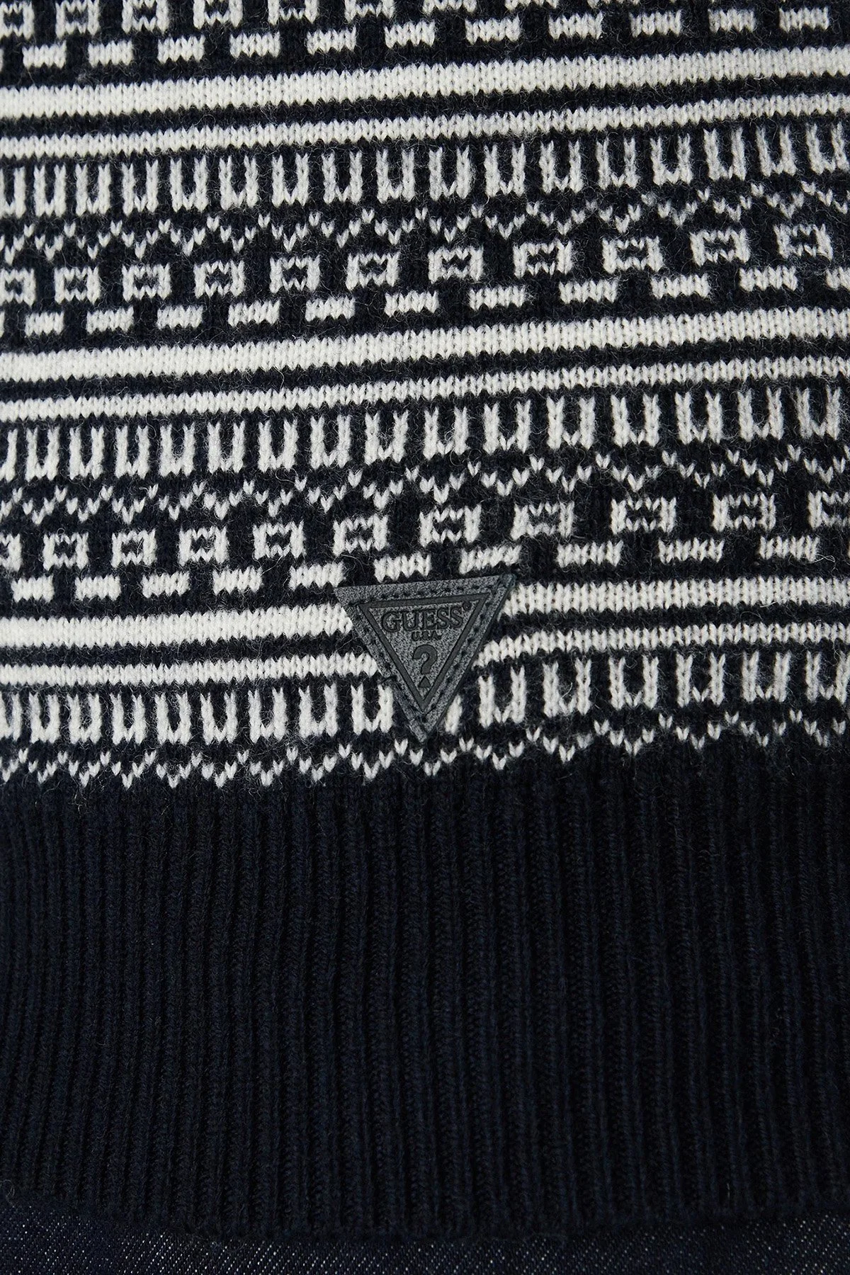 Guess Niklas Cn Ls Jacquard Jakarlı Yün Karışımlı Bisiklet Yaka M6BR21Z1371 Erkek Kazak M6BR21 Z1371 FMKU Siyah - 5