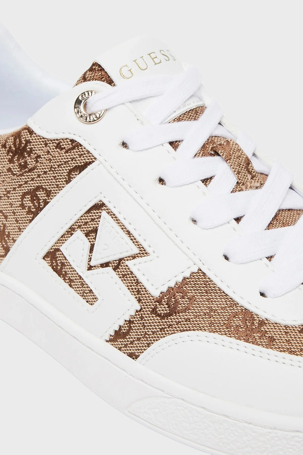 Guess Nochee2 4G Logo Baskılı Sneaker FLTNC2ELE12 Bayan Ayakkabı FLTNC2 ELE12 WHIBR BEYAZ-KAHVE - 5