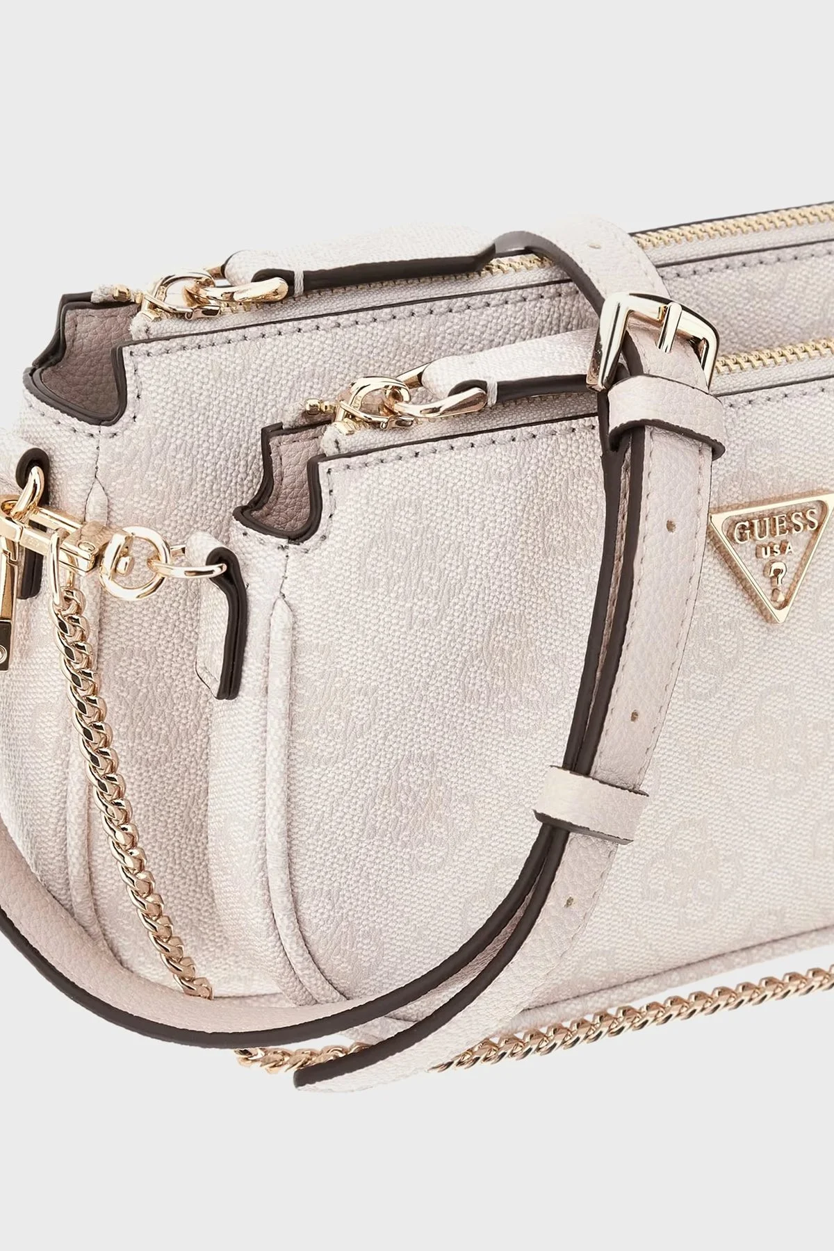 Guess Noelle 4G Logo Baskılı Çıkarılabilir Askılı Mini HWBG9672710 Bayan Çanta HWBG96 72710 DKO BEJ - 5