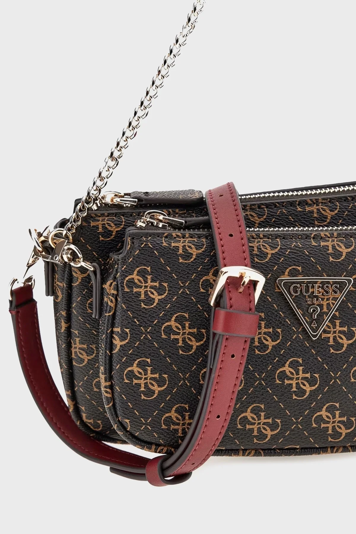 Guess Noelle 4G Logo Baskılı Zincir Detaylı Çıkarılabilir Askılı HWQL7879710 Bayan Çanta HWQL78 79710 BRO KAHVE - 8