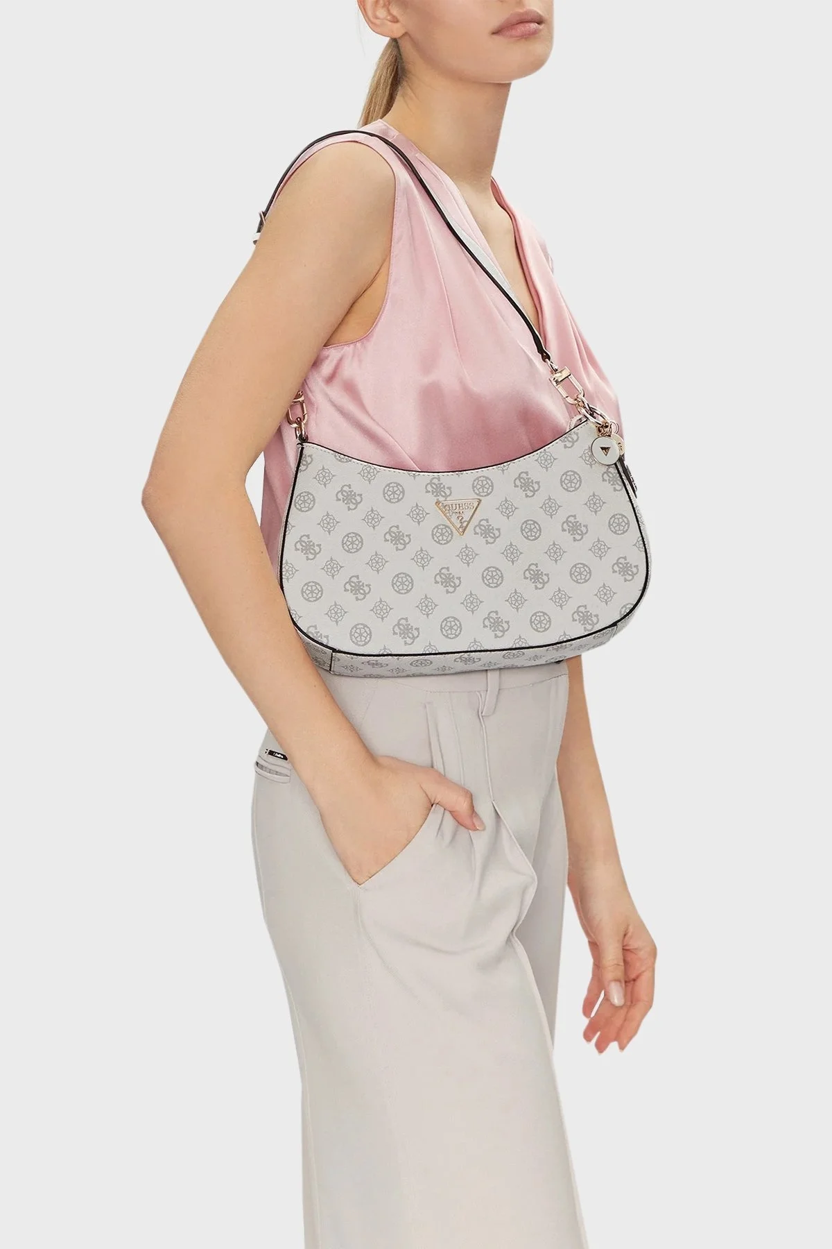 Guess Noelle 4G Logolu Çıkarılabilir Askılı HWPG7879180 Bayan Çanta HWPG78 79180 WLO BEYAZ - 7