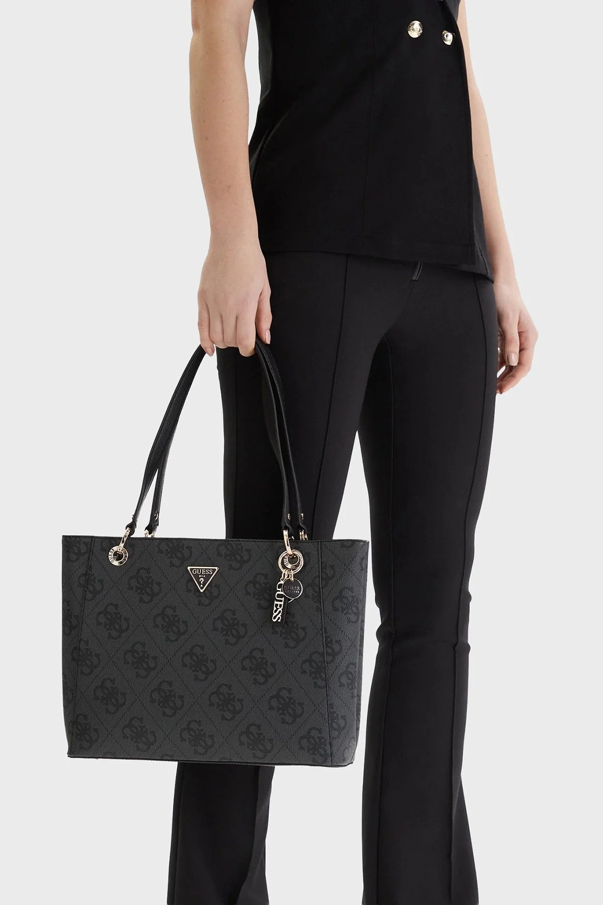 Guess Noelle 4G Logolu Omuz Askılı Tote HWSO9672250 Bayan Çanta HWSO96 72250 CLO ANTRASİT - 2