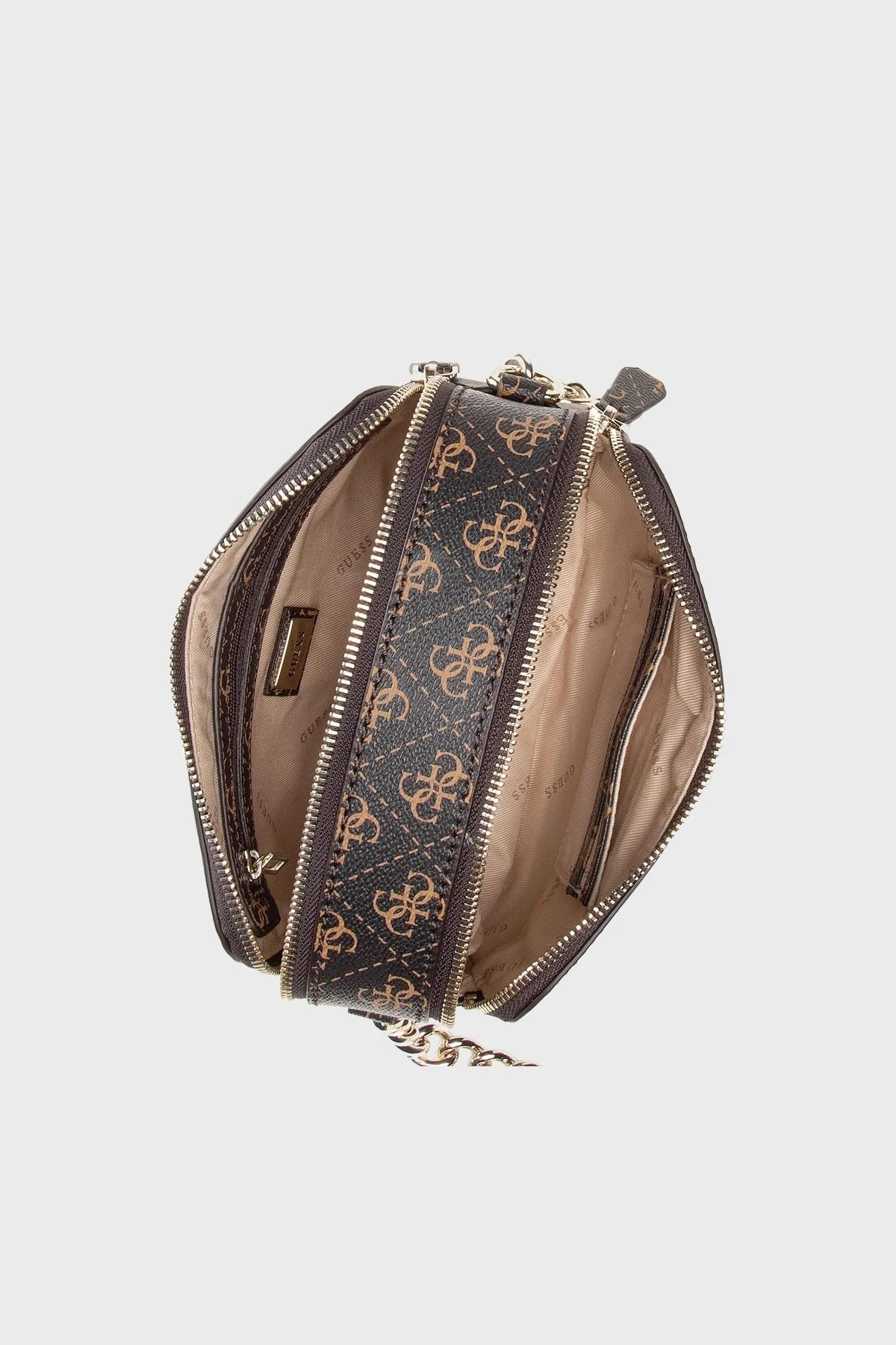 Guess Noelle Logo Baskılı Zincir Askılı Bayan Çanta HWQL7879140 BRO KAHVE - 5