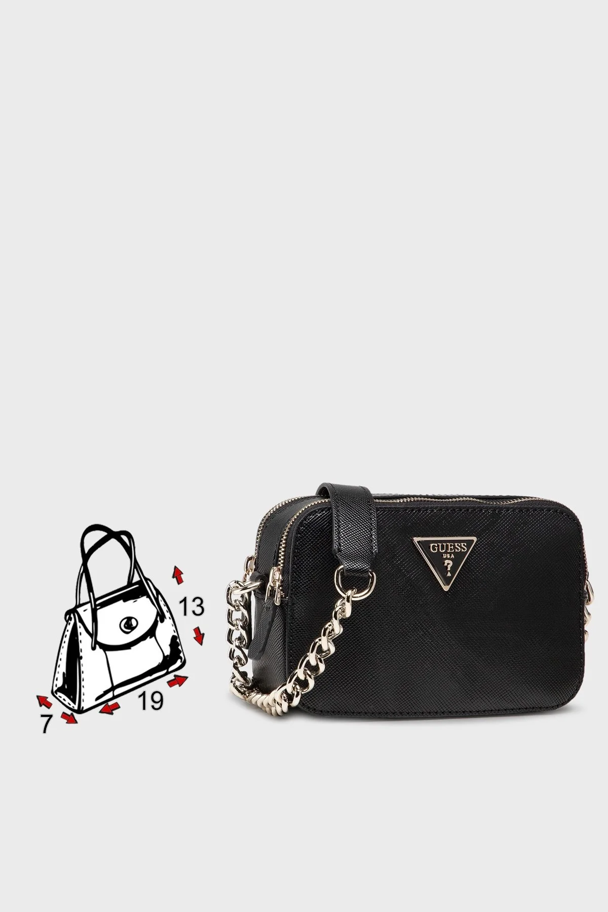 Guess Noelle Marka Logolu Zincir Askılı Bayan Çanta HWZG7879140 BLA SİYAH - 5