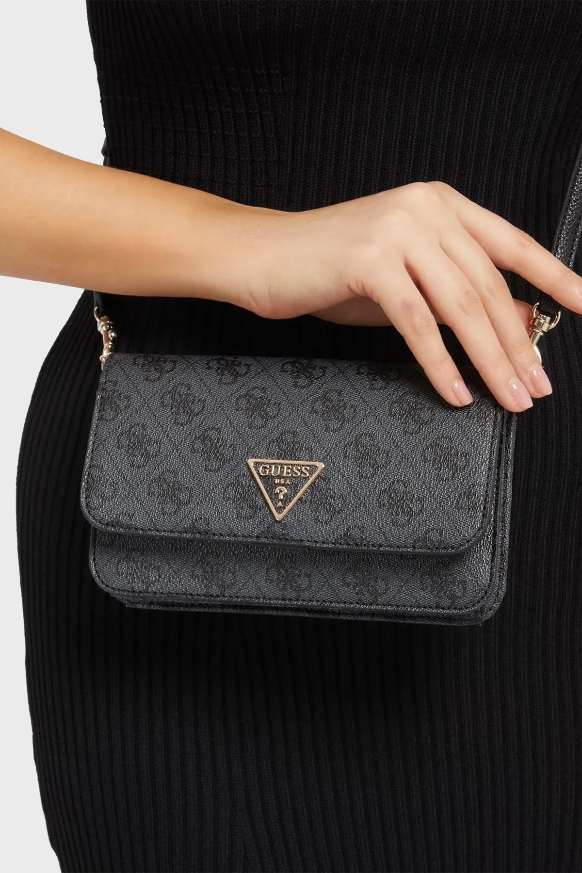 Guess Noelle Çıkarılabilir Omuz Askılı Mini Bayan Çanta HWBG7879790 CLO ANTRASİT - 3