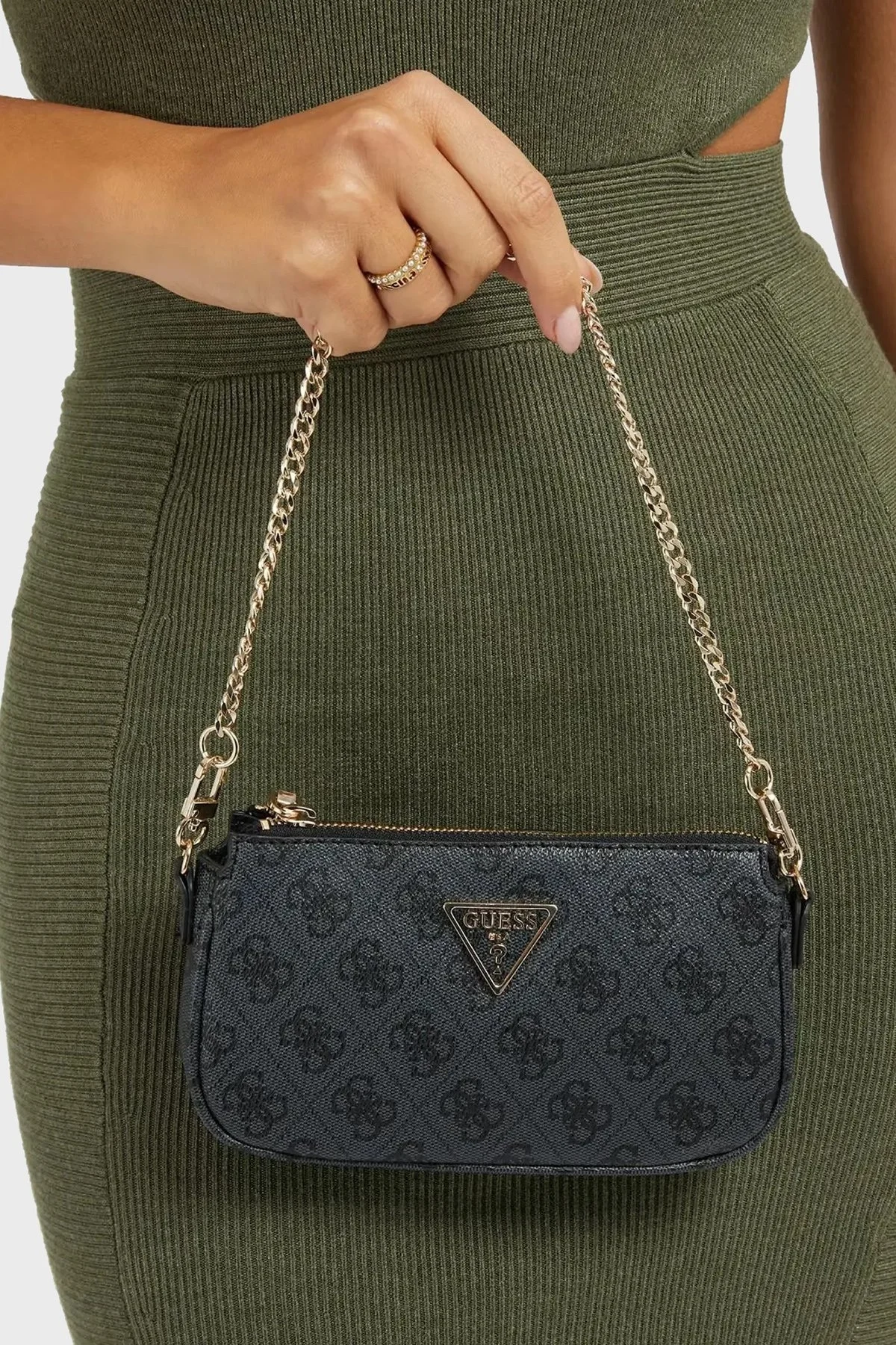 Guess Noelle Fermuarlı Çıkarılabilir Ön Bölmeli ve Askılı Bayan Çanta HWBG7879710 CLO ANTRASİT - 3