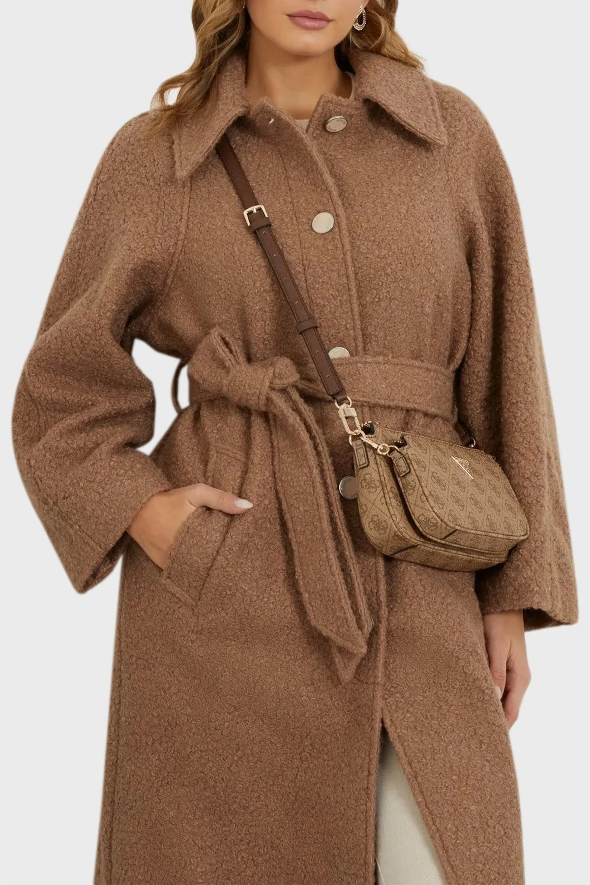 Guess Noelle Fermuarlı Çıkarılabilir Ön Bölmeli ve Askılı HWBG7879710LGW Bayan Çanta HWBG7879710 LGW KAHVE - 5