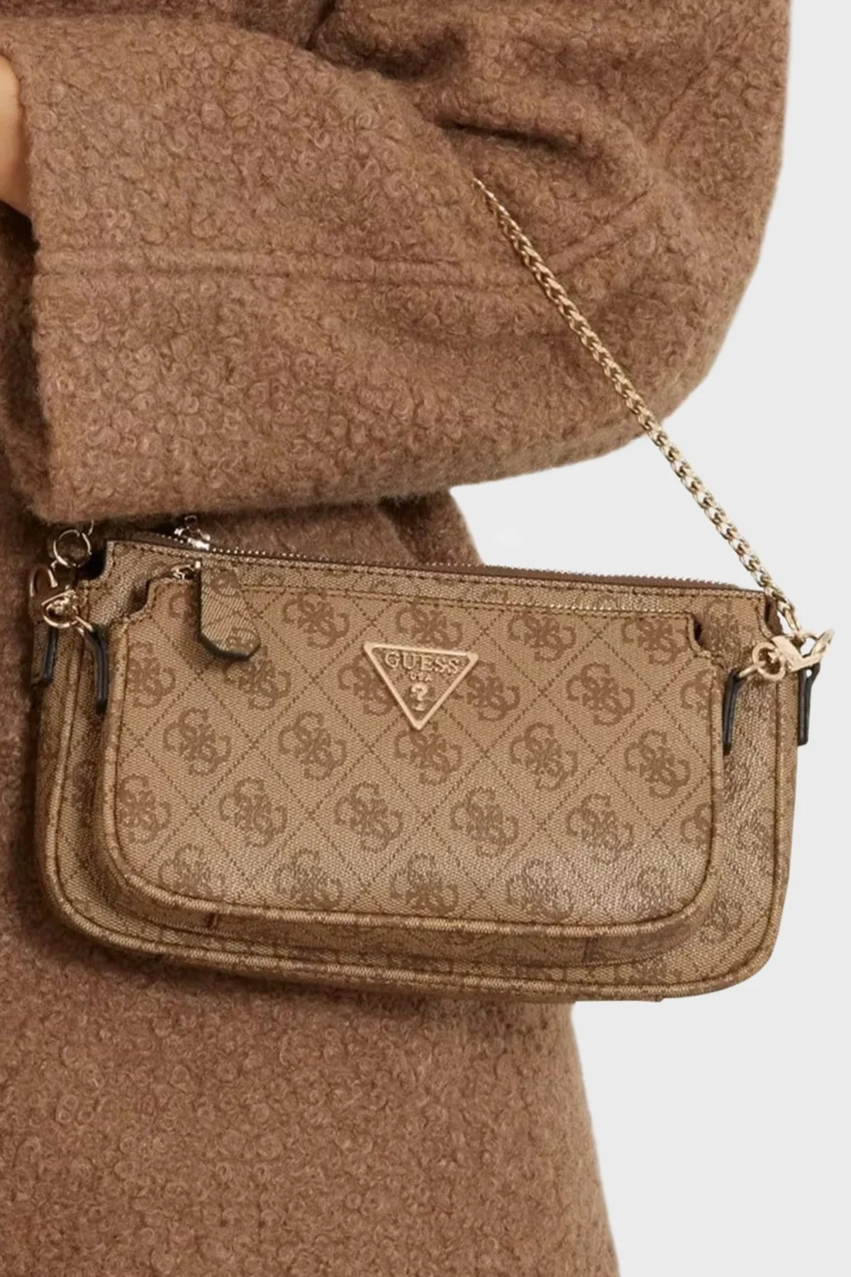 Guess Noelle Fermuarlı Çıkarılabilir Ön Bölmeli ve Askılı HWBG7879710LGW Bayan Çanta HWBG7879710 LGW KAHVE - 6