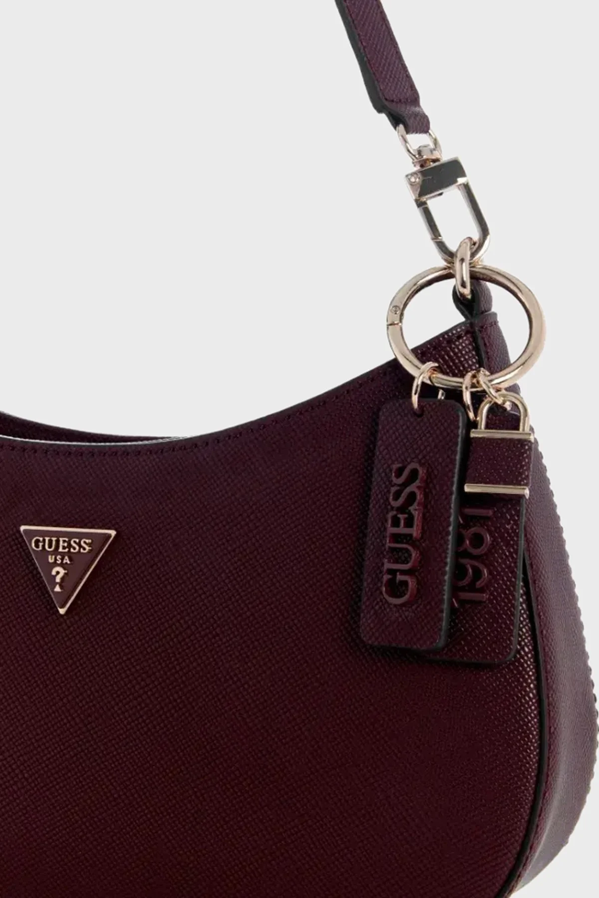 Guess Noelle Logolu Ayarlanabilir Omuz Askılı HWZG9672180 Kadın Çanta HWZG96 72180 BUR Bordo - 3