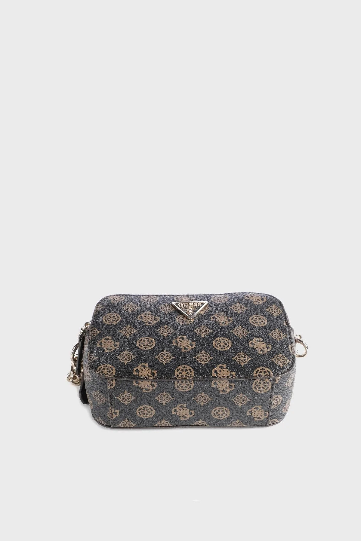 Guess Noelle Logolu Çift Fermuarlı Zincir Askılı Bayan Çanta HWPT7879140 MLO SİYAH-KAHVE - 5