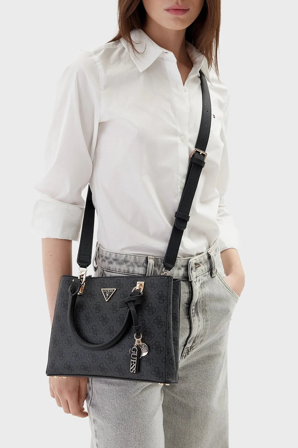 Guess Noelle Logolu Çıkarılabilir Askılı HWBG9672050CLO Bayan Çanta HWBG96 72050 CLO ANTRASİT - 2