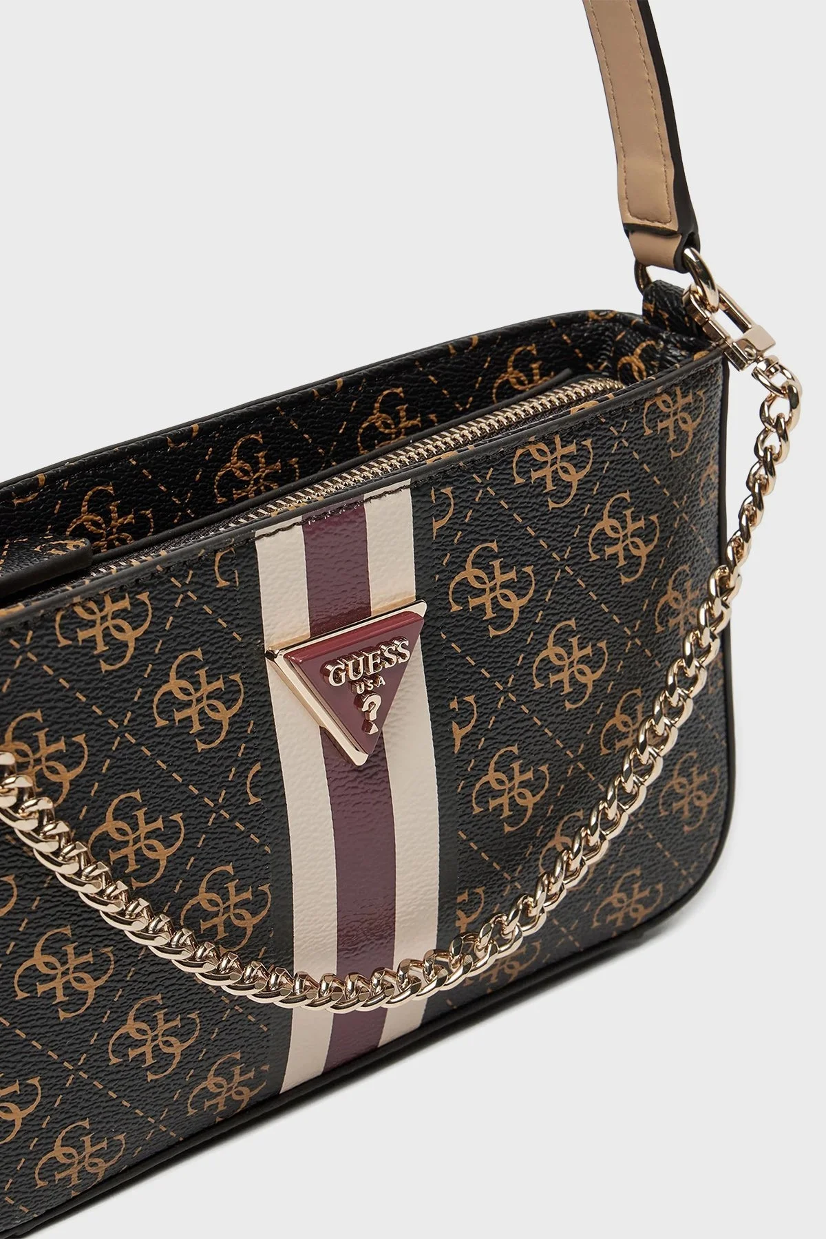 Guess Noelle Logolu Çıkarılabilir Askılı HWQS7879720 Bayan Çanta HWQS78 79720 BNL SİYAH-KAHVE - 3