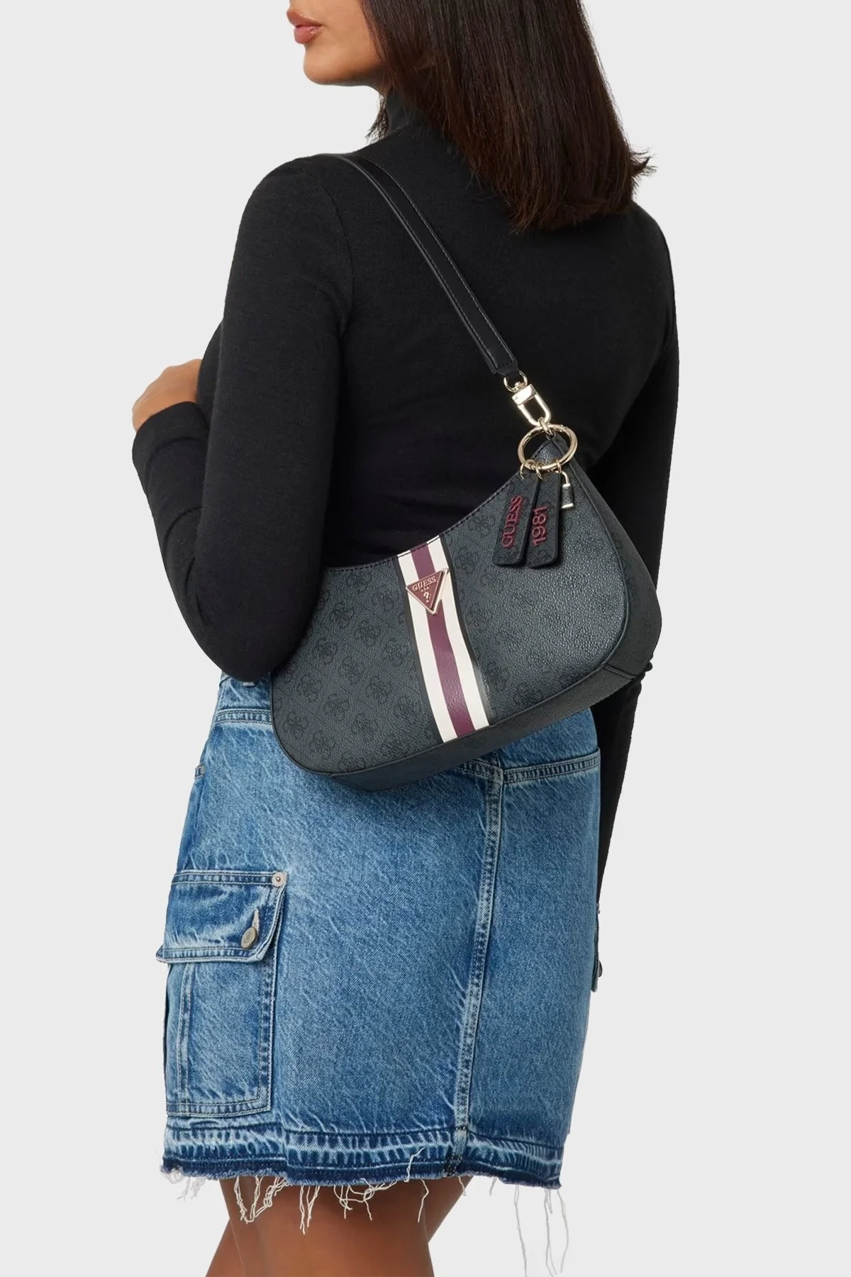 Guess Noelle Logolu Çıkarılabilir Askılı HWSS7879180 Bayan Çanta HWSS78 79180 CLO ANTRASİT - 2