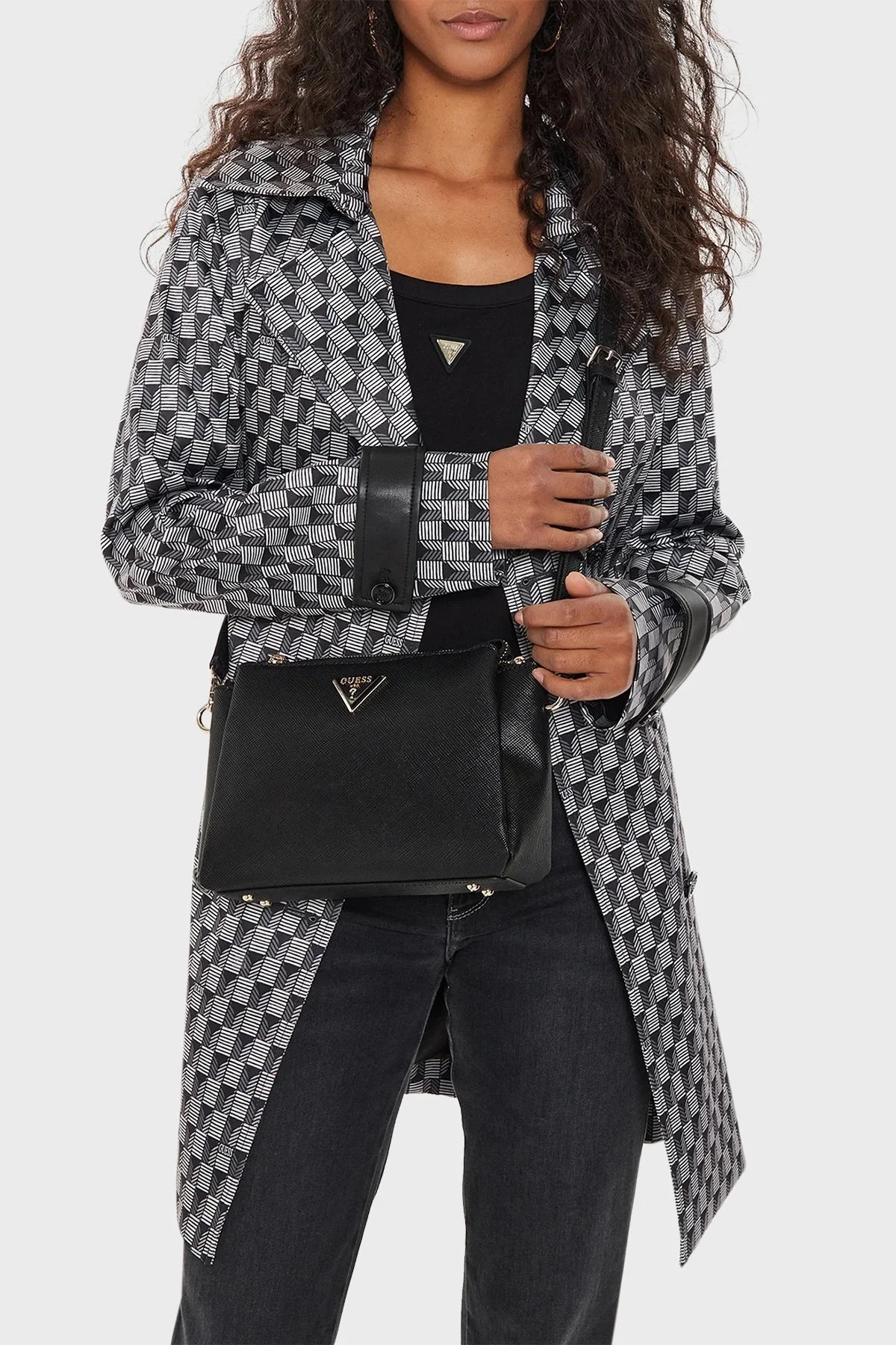 Guess Noelle Logolu Çıkarılabilir Askılı HWZG7879120 Bayan Çanta HWZG78 79120 BLA SİYAH - 2