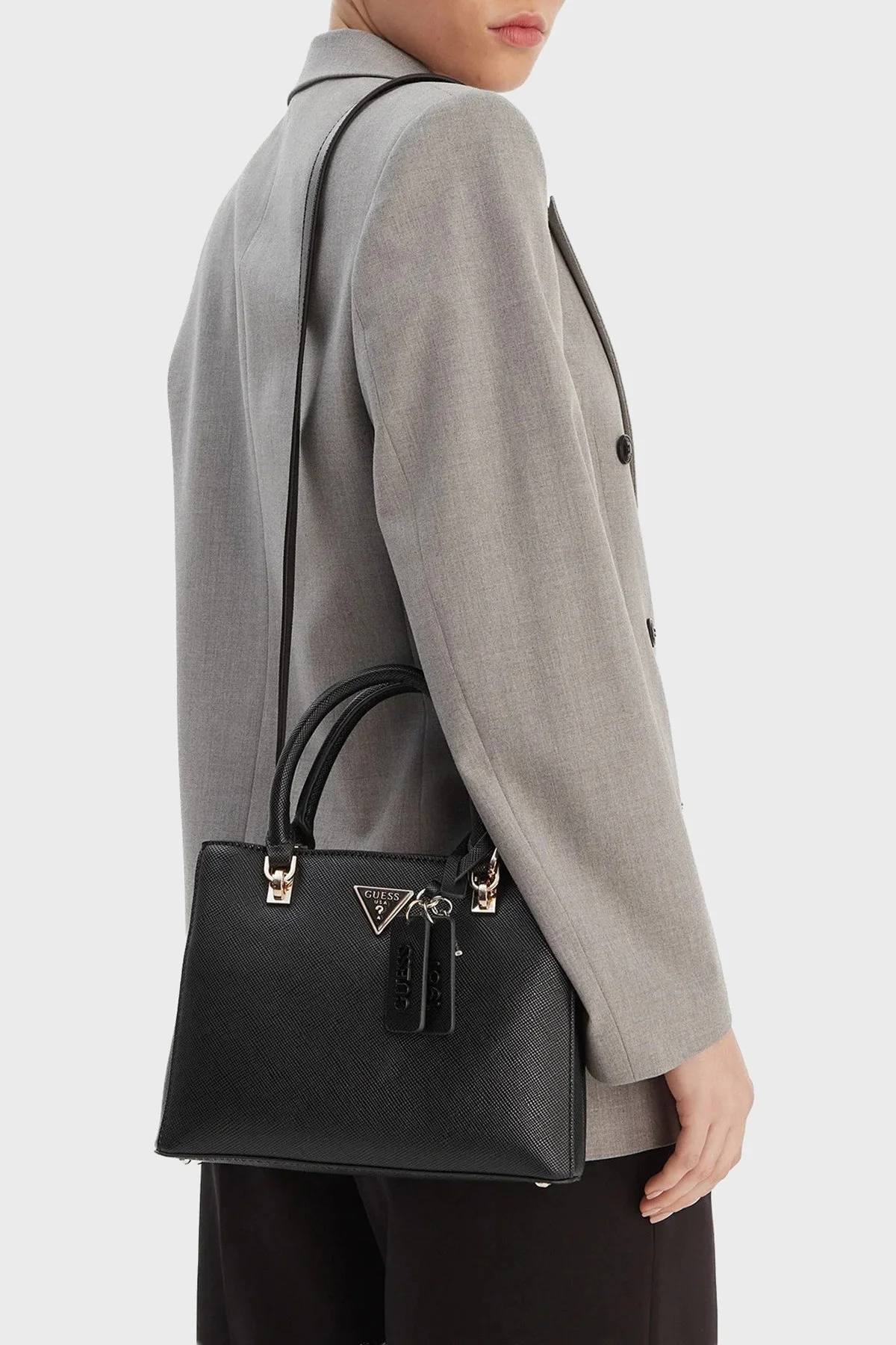 Guess Noelle Logolu Çıkarılabilir Askılı HWZG9672050 Bayan Çanta HWZG96 72050 BLA SİYAH - 2