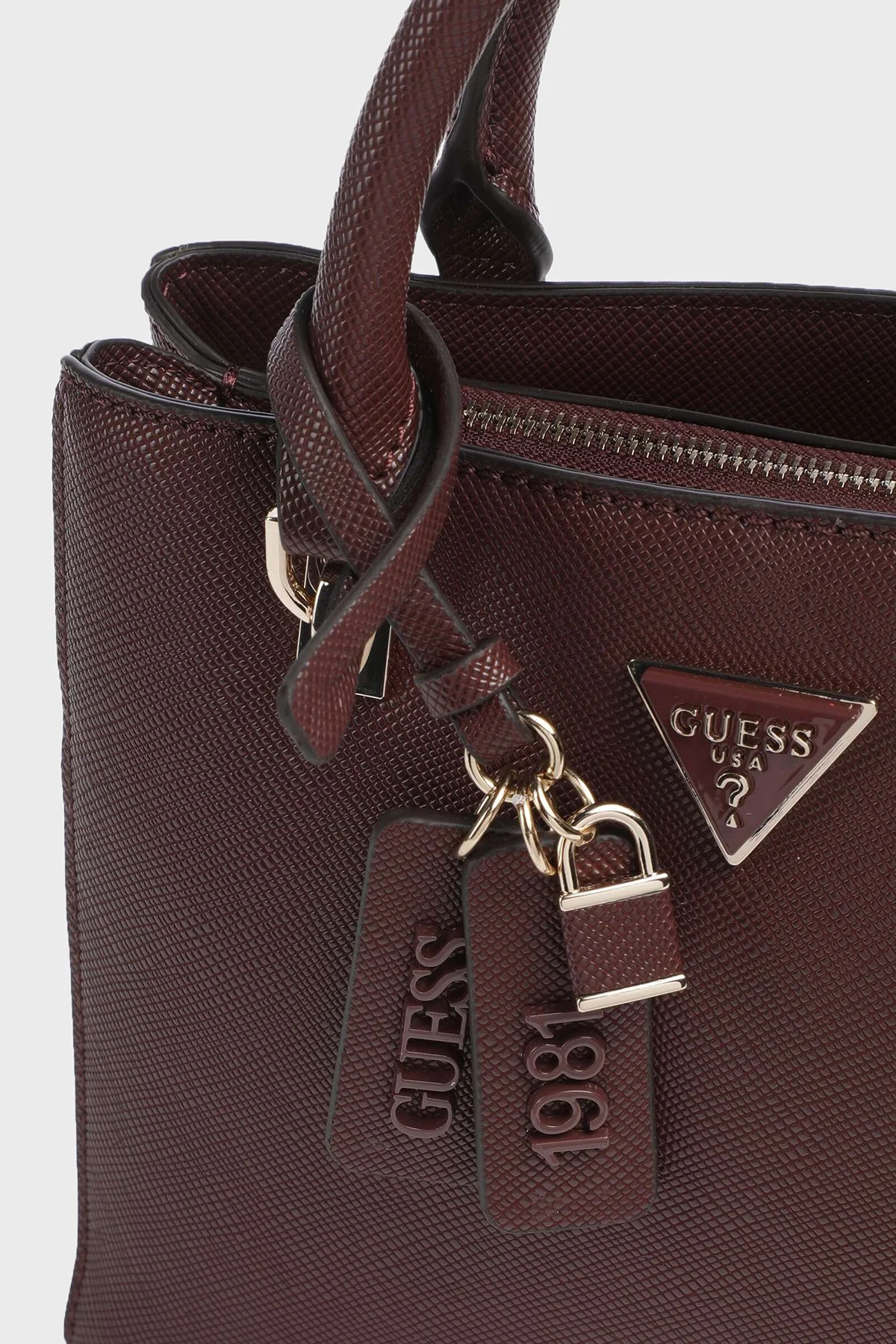 Guess Noelle Logolu Çıkarılabilir Askılı HWZG9672050 Kadın Çanta HWZG96 72050 BUR Bordo - 4