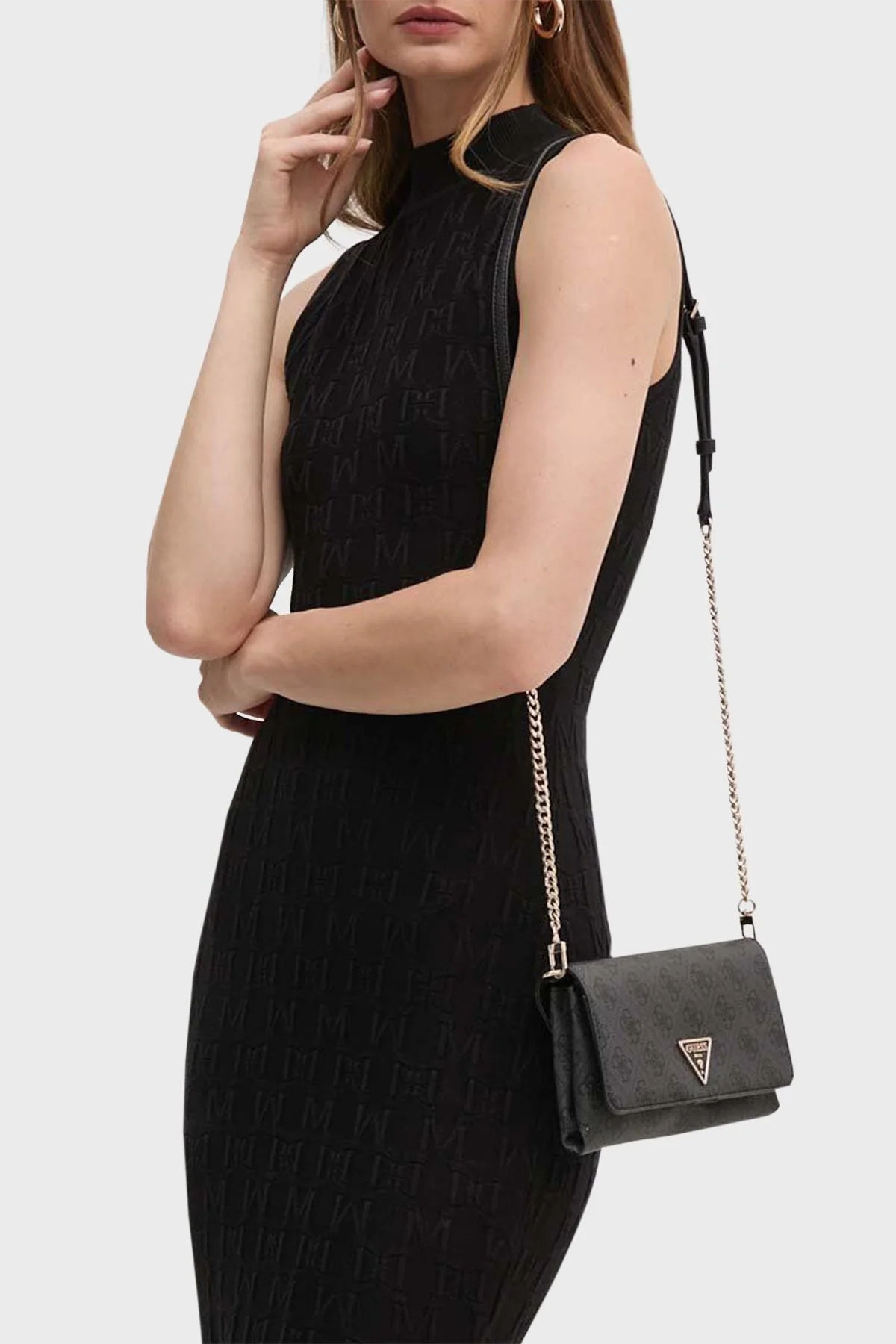 Guess Noelle Logolu Çıkarılabilir Zincir Askılı Mini HWBG7879750 Bayan Çanta HWBG78 79750 CLO ANTRASİT - 2