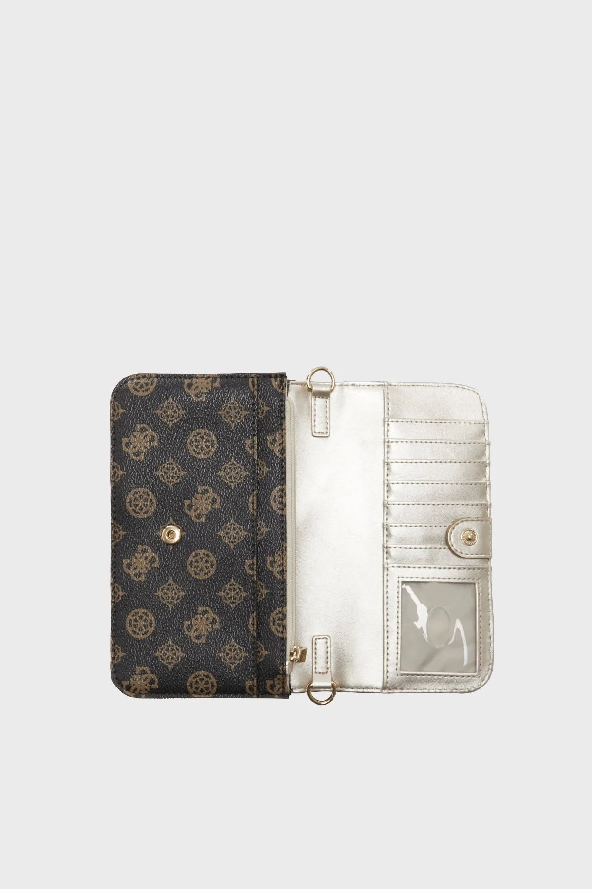 Guess Noelle Logolu Cüzdan Detaylı Çapraz Omuz Askılı Mini Bayan Çanta HWPT7879790 MLO SİYAH-KAHVE - 4