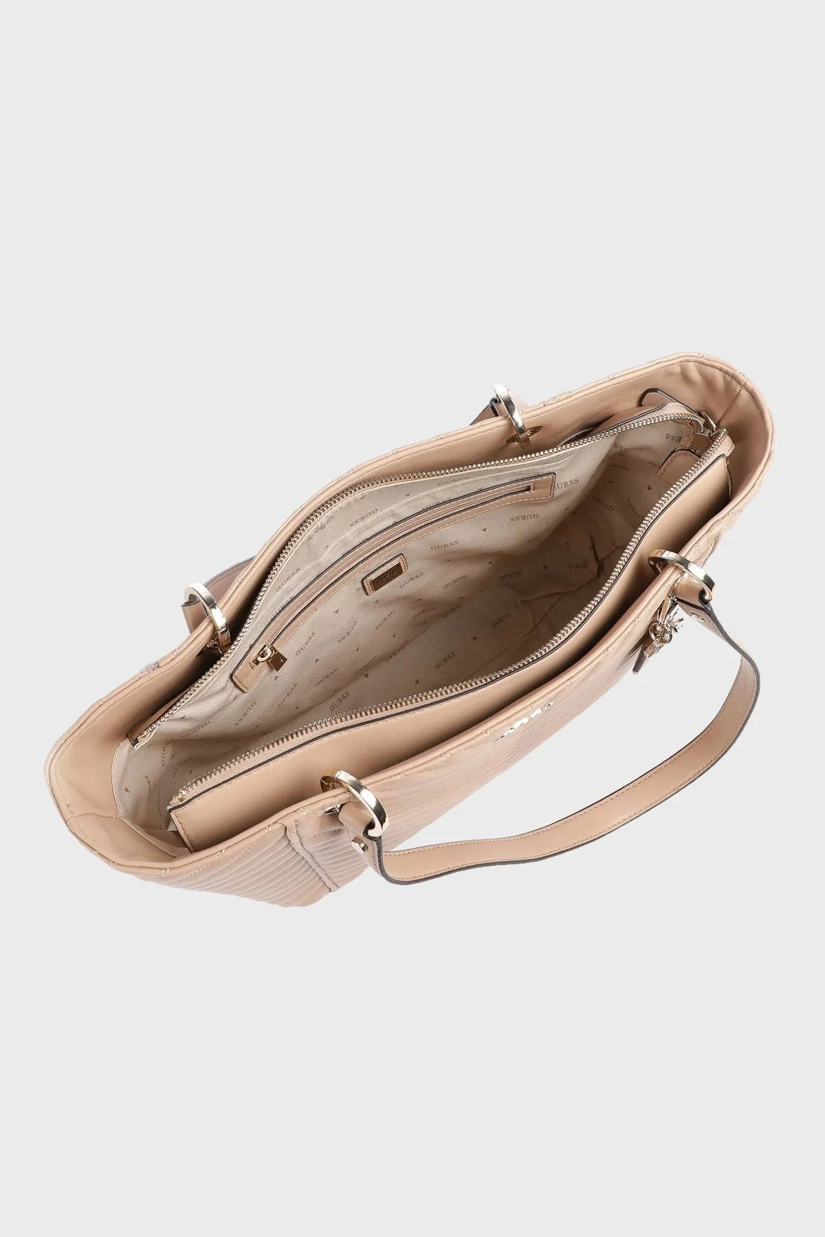 Guess Noelle Logolu Fermuarlı Omuz Bayan Çanta HWQG7879230 BEI BEJ - 3