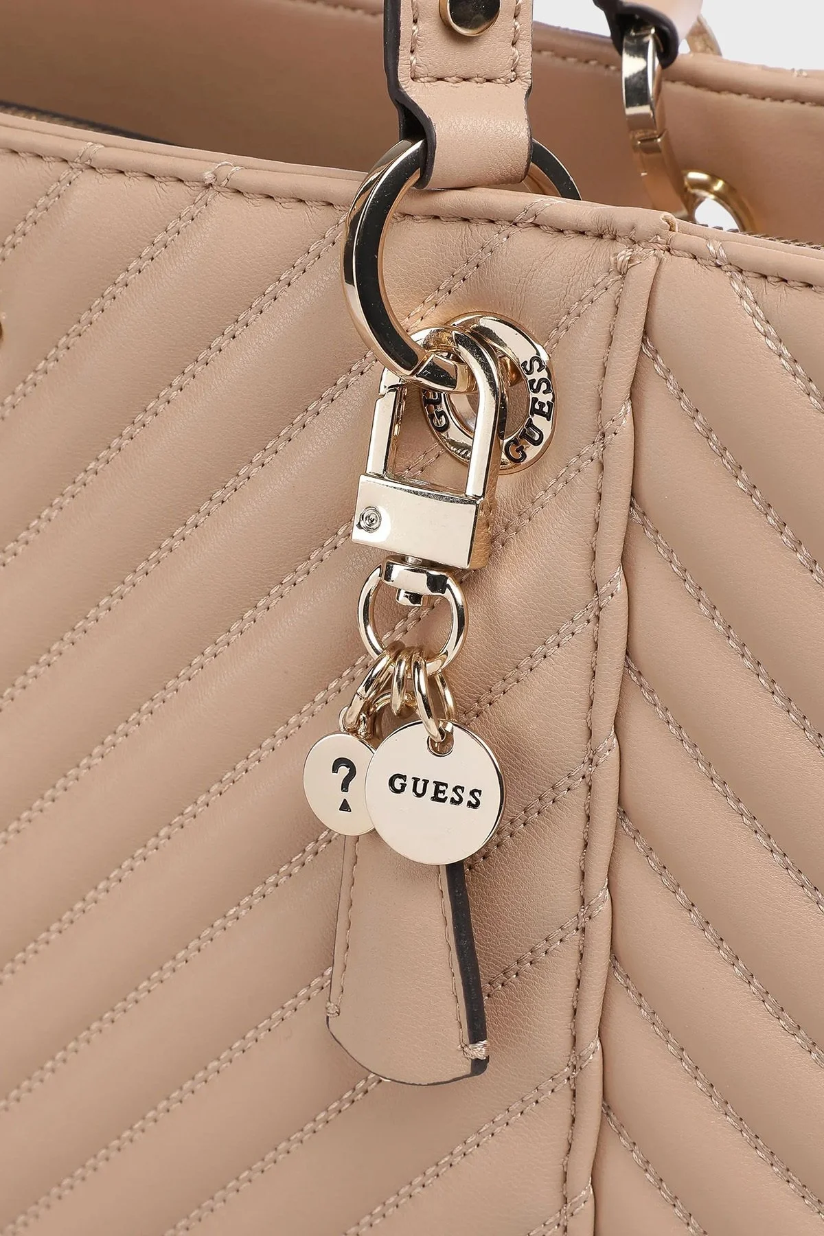 Guess Noelle Logolu Fermuarlı Omuz Bayan Çanta HWQG7879230 BEI BEJ - 4