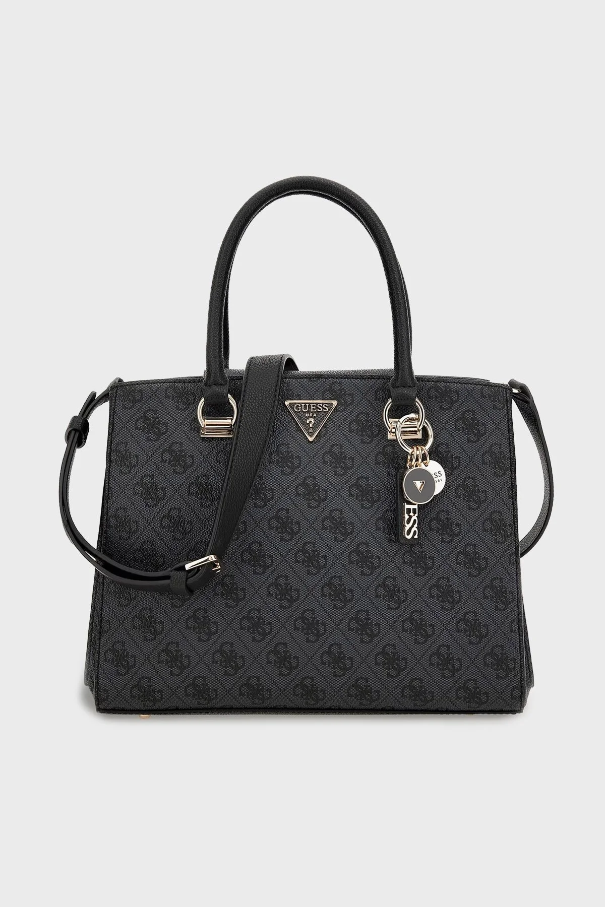 Guess Noelle Logolu Metal Süsleme Detaylı Çapraz Omuz Askılı Bayan Çanta HWBG7879060 CLO ANTRASİT - 1