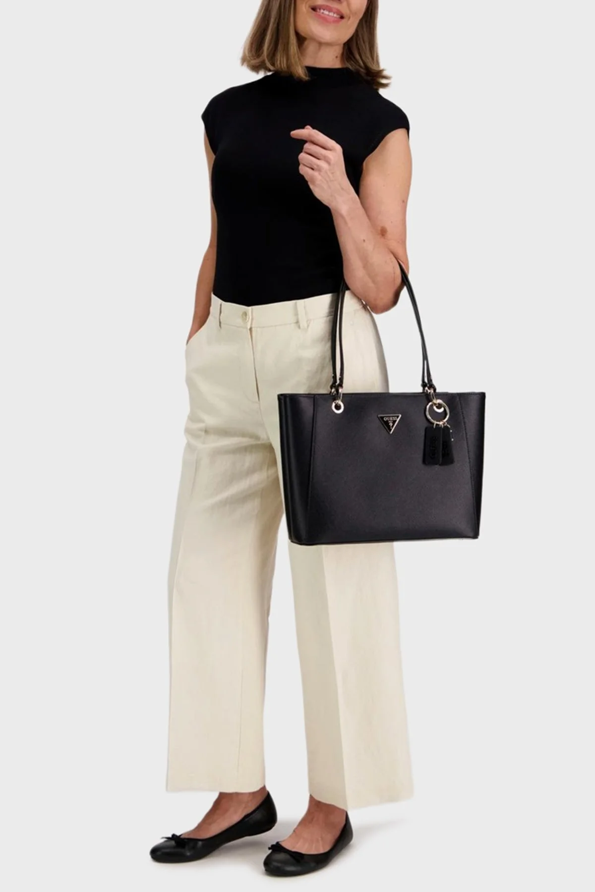 Guess Noelle Logolu Omuz Askılı Tote HWZG9672250 Bayan Çanta HWZG96 72250 BLA SİYAH - 2