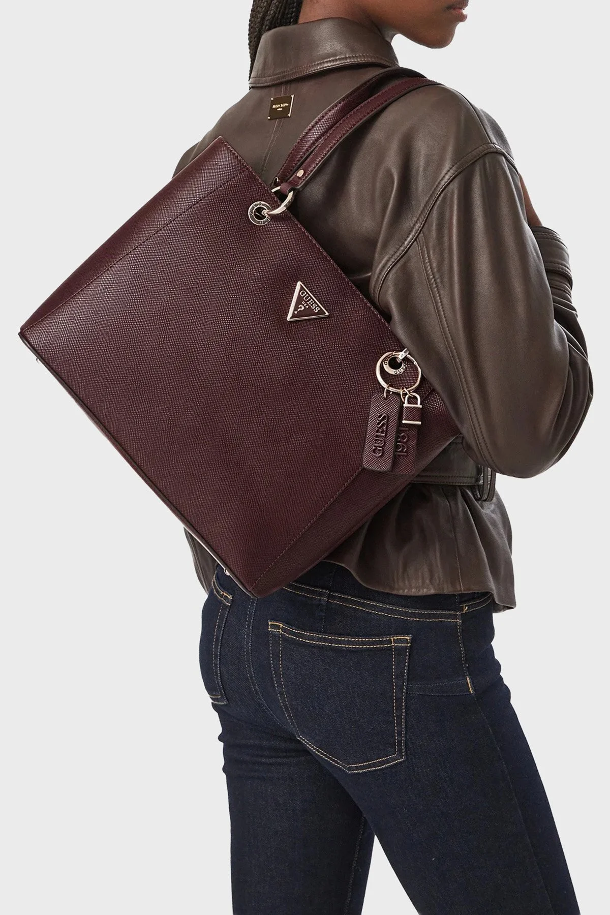 Guess Noelle Logolu Omuz Askılı Tote HWZG9672250 Kadın Çanta HWZG96 72250 BUR Bordo - 2