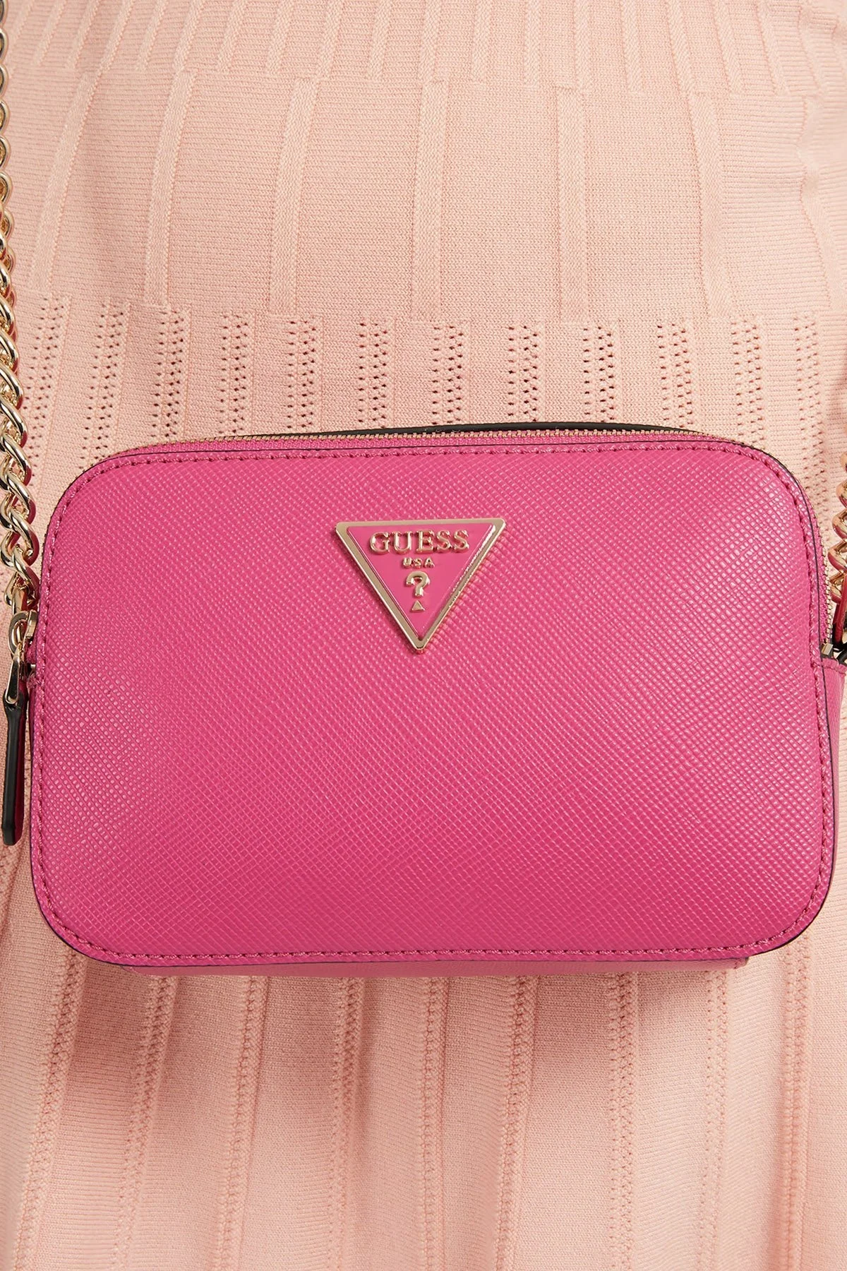 Guess Noelle Logolu Zincir Askılı Fermuarlı Bayan Çanta HWZG7879140 WAT PEMBE - 3