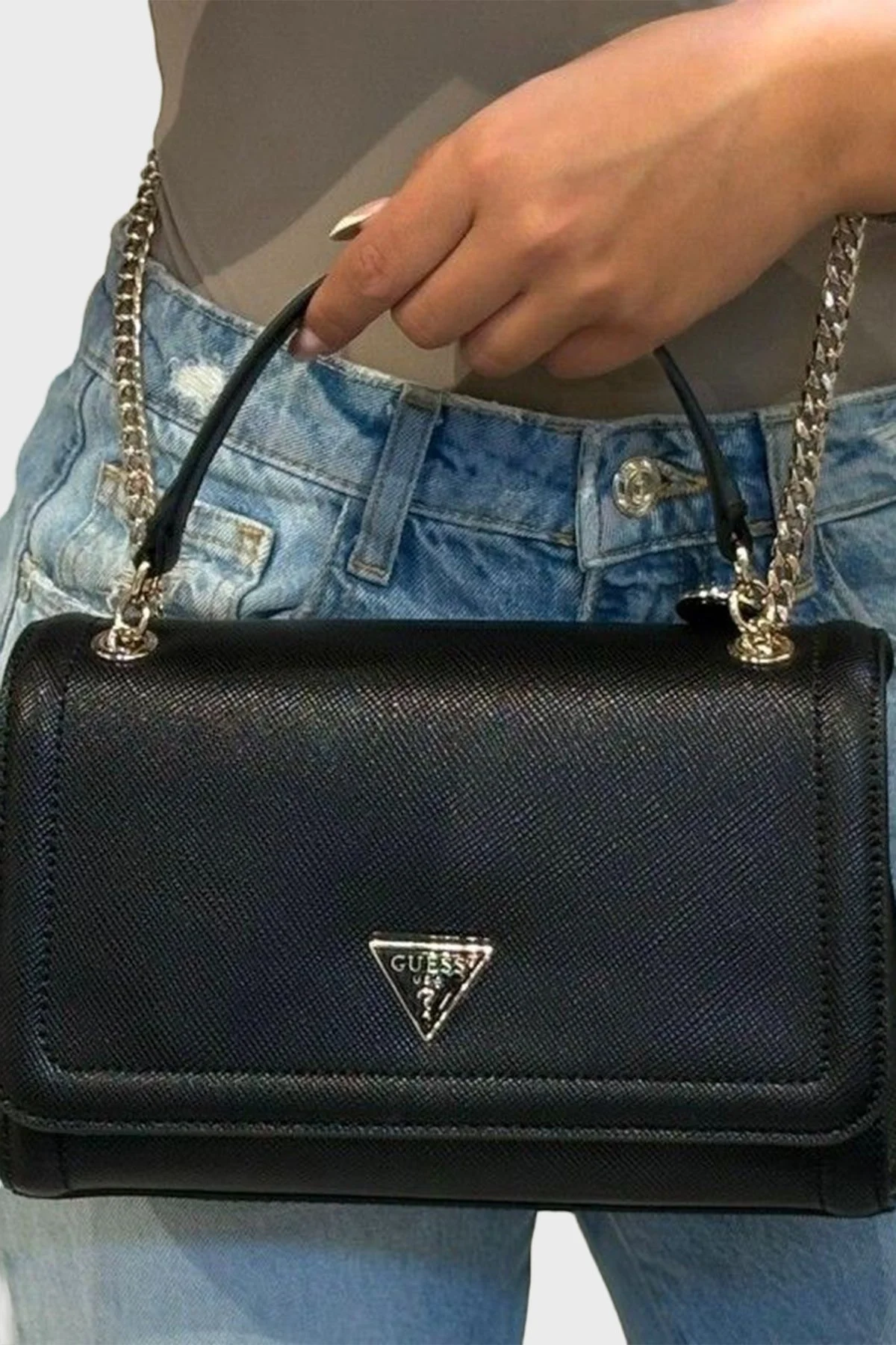 Guess Noelle Logolu Zincir Askılı HWZG9672210 Bayan Çanta HWZG96 72210 BLA SİYAH - 4