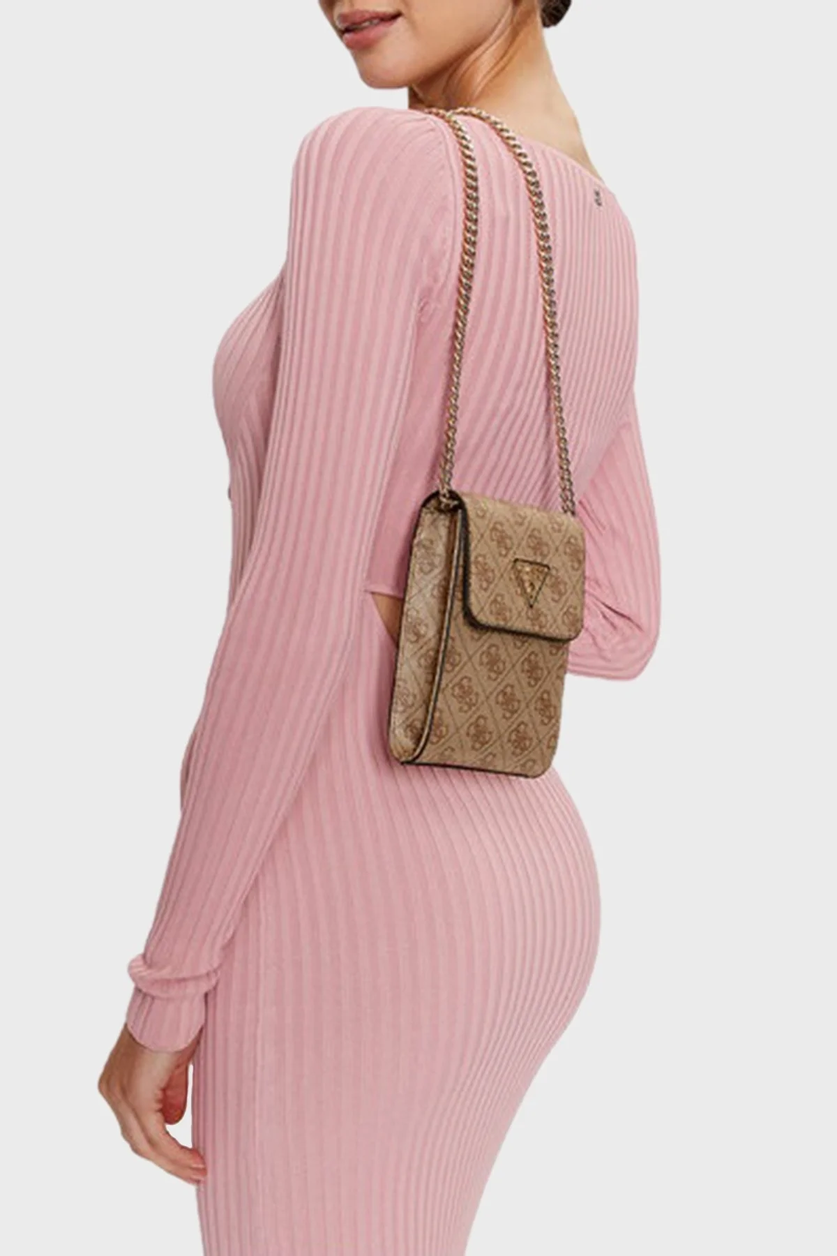 Guess Noelle Logolu Zincir Omuz Askılı Bayan Telefon Çantası HWBG7879810 LTL KAHVE - 2