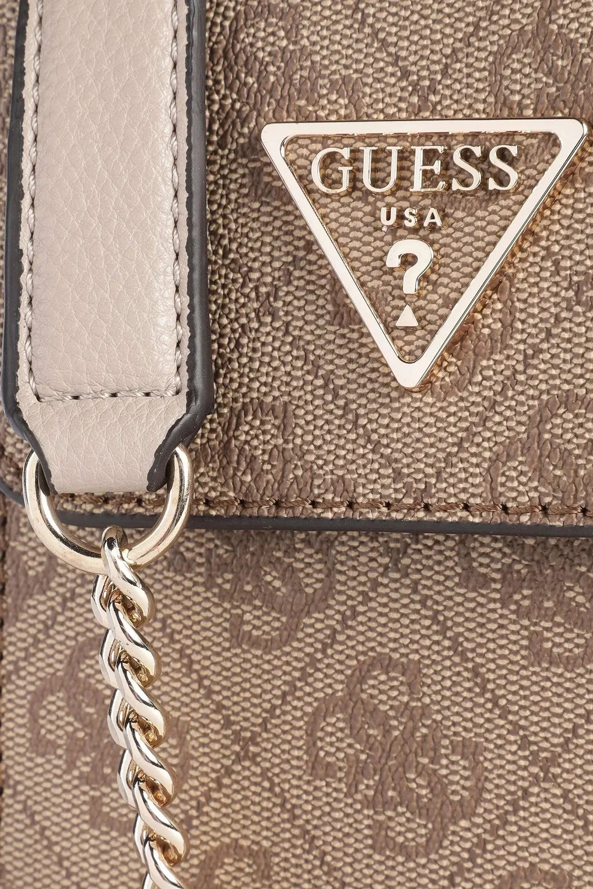 Guess Noelle Logolu Zincir Omuz Askılı Bayan Telefon Çantası HWBG7879810 LTL KAHVE - 4