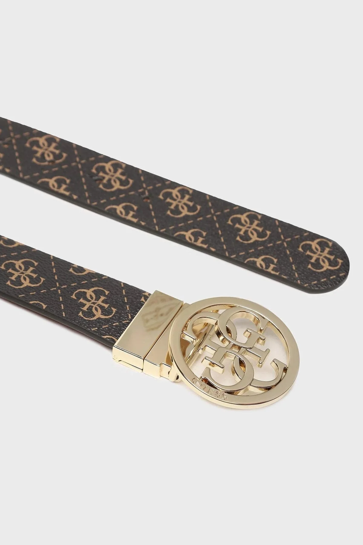 Guess Noelle Tamamı Logolu Çift Taraflı Bayan Kemer BW7853P3435 BNL KAHVE - 3