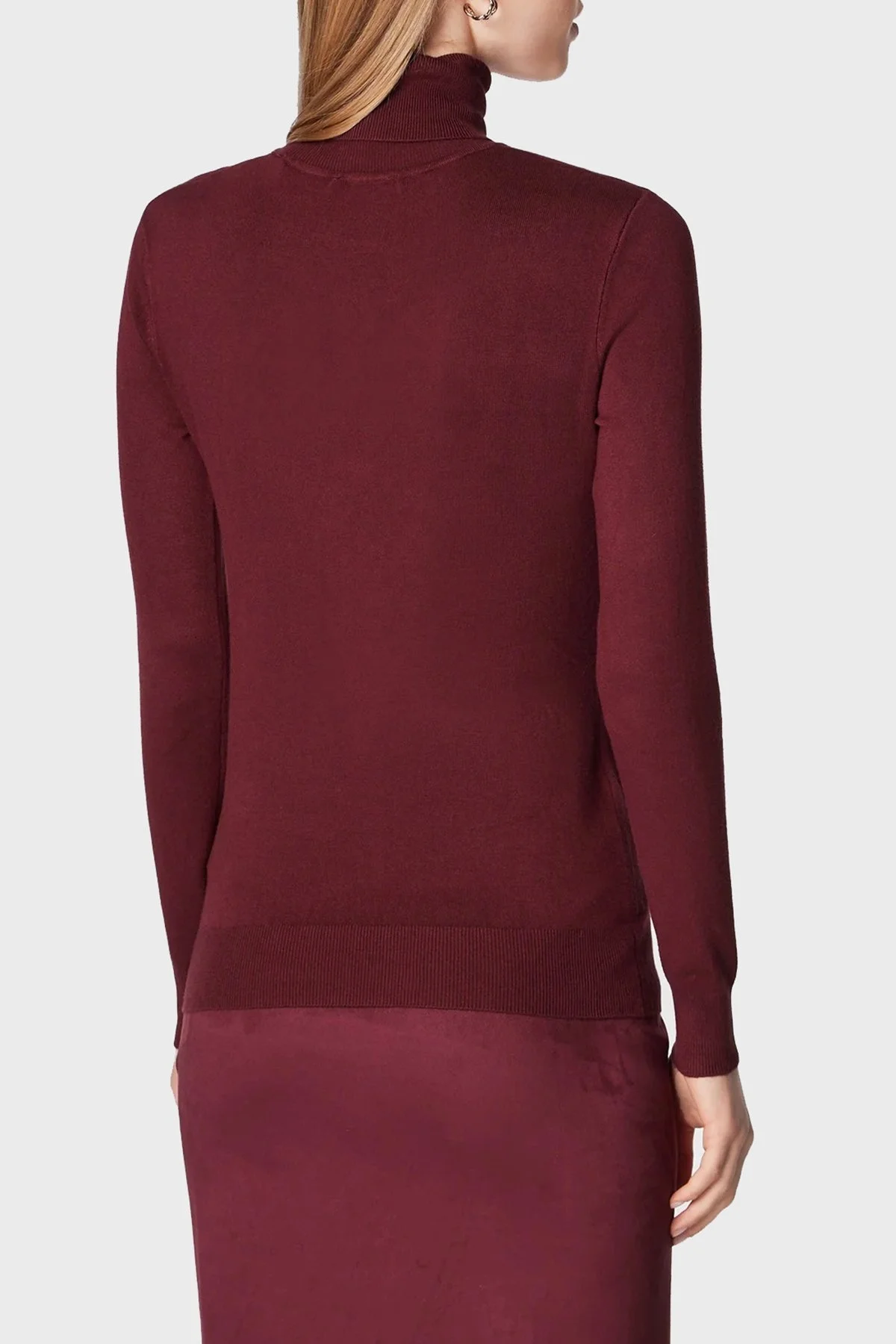 Guess Noemi Logolu Balıkçı Yaka Slim Fit Triko Bayan Kazak W2BR50Z2NQ2 A502 BORDO - 3