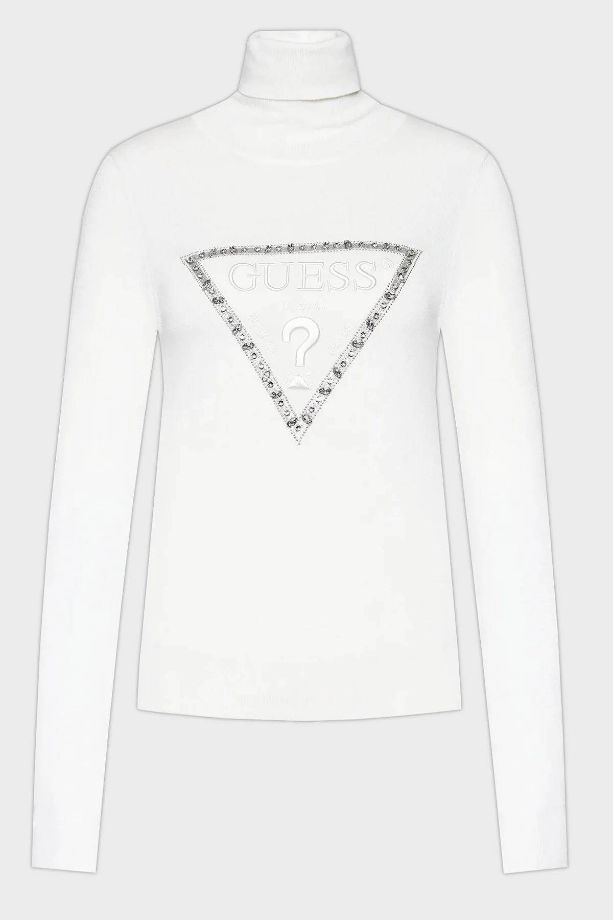 Guess Noemi Logolu Balıkçı Yaka Slim Fit Triko Bayan Kazak W2BR50Z2NQ2 G012 EKRU - 5